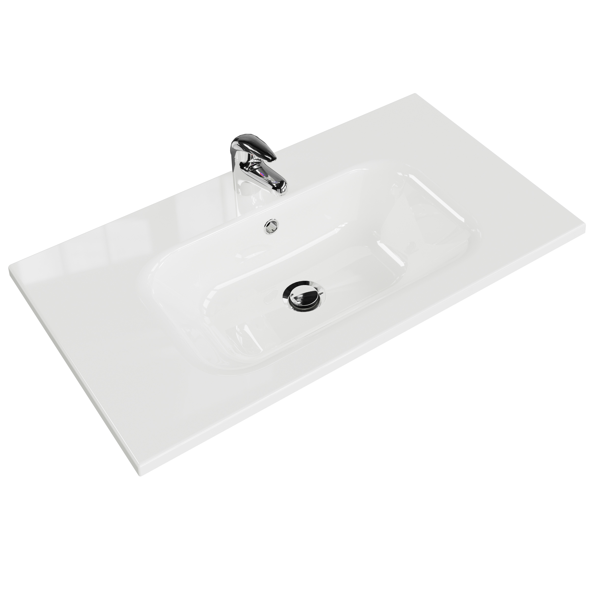 Mineralmarmorwaschtisch, weiss, Überlauf - QUICKSET - 393