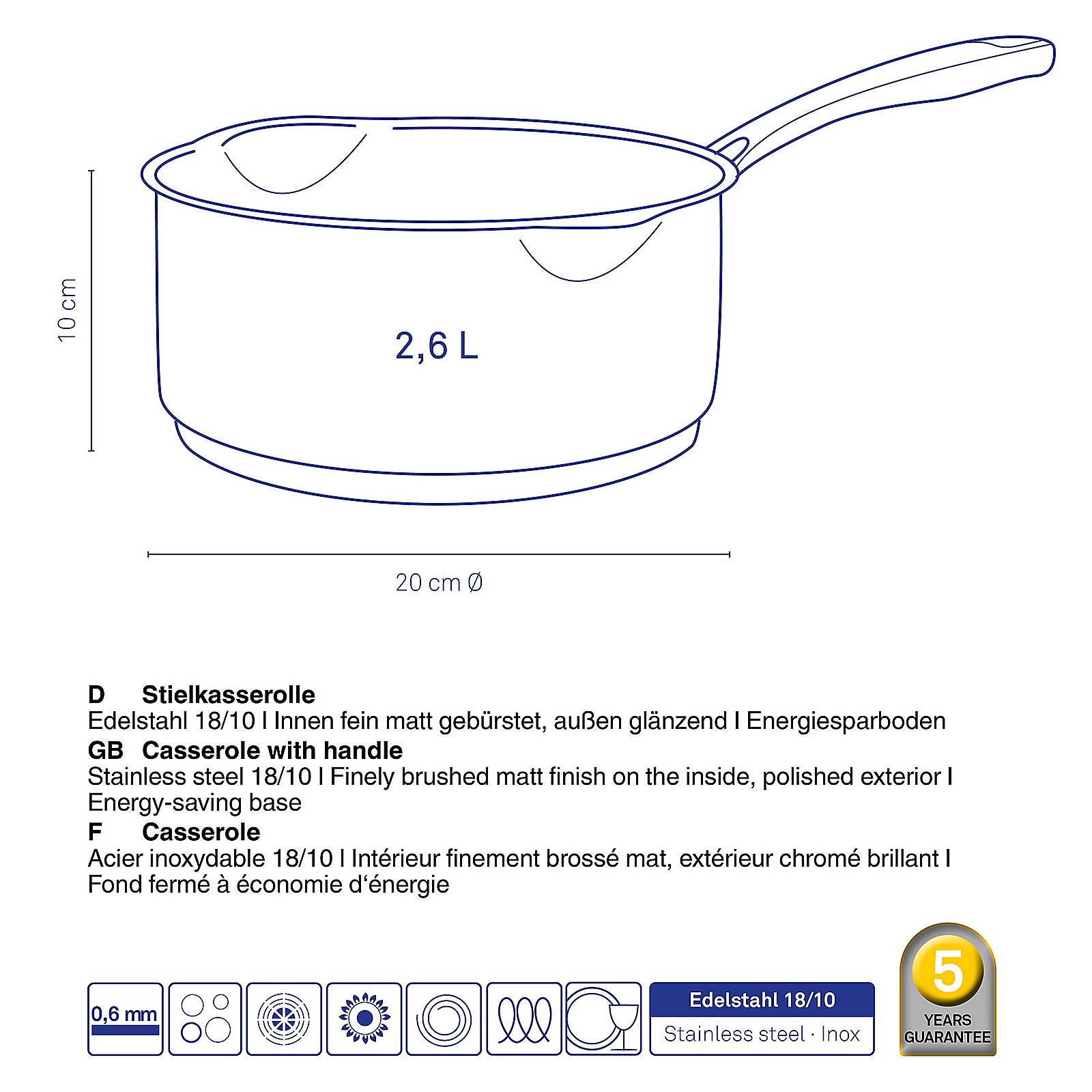 Stielkasserolle Flavoria - 2,6l