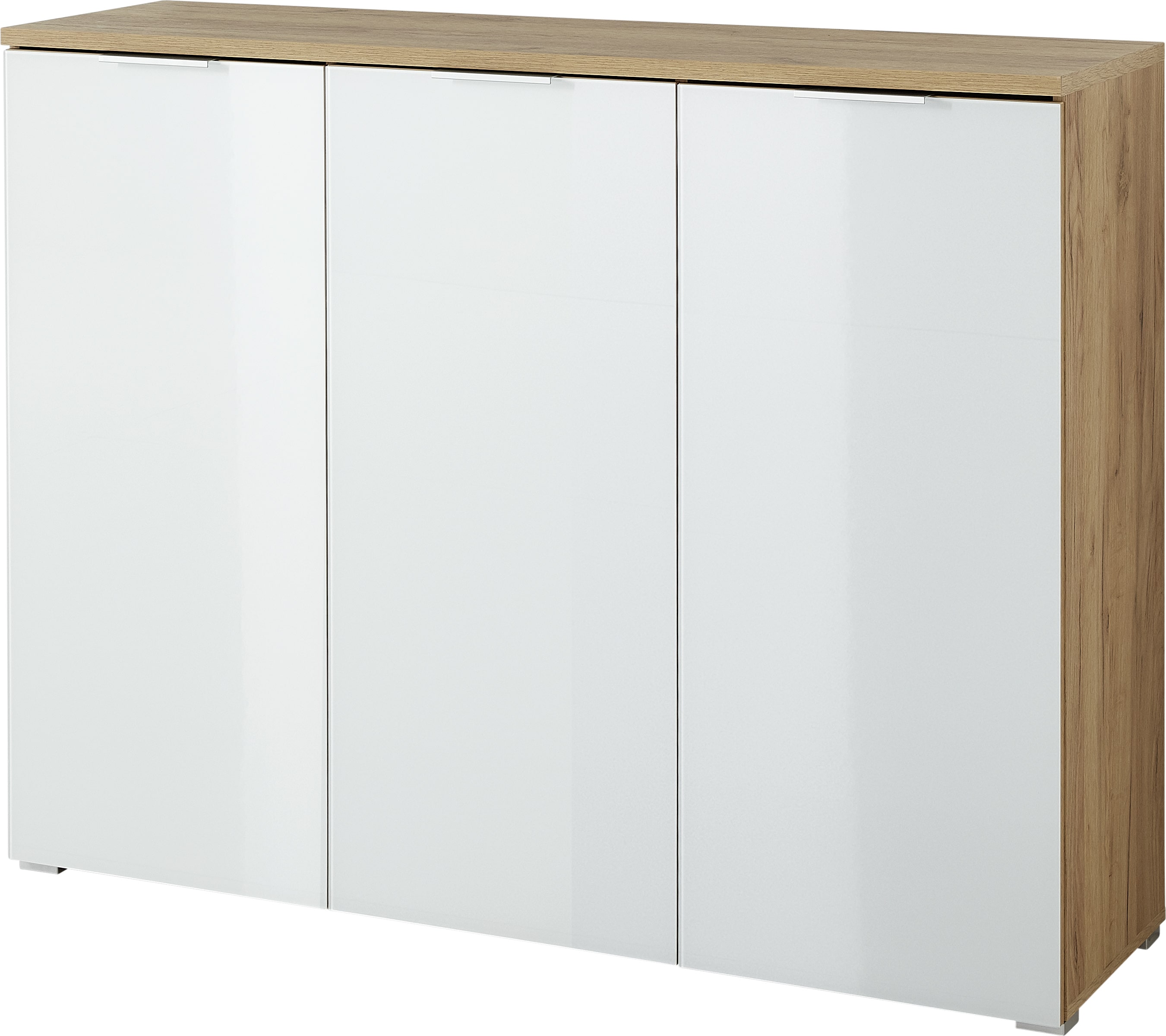 Schuhschrank, Eiche Nchbildung Weißglas - Gleda