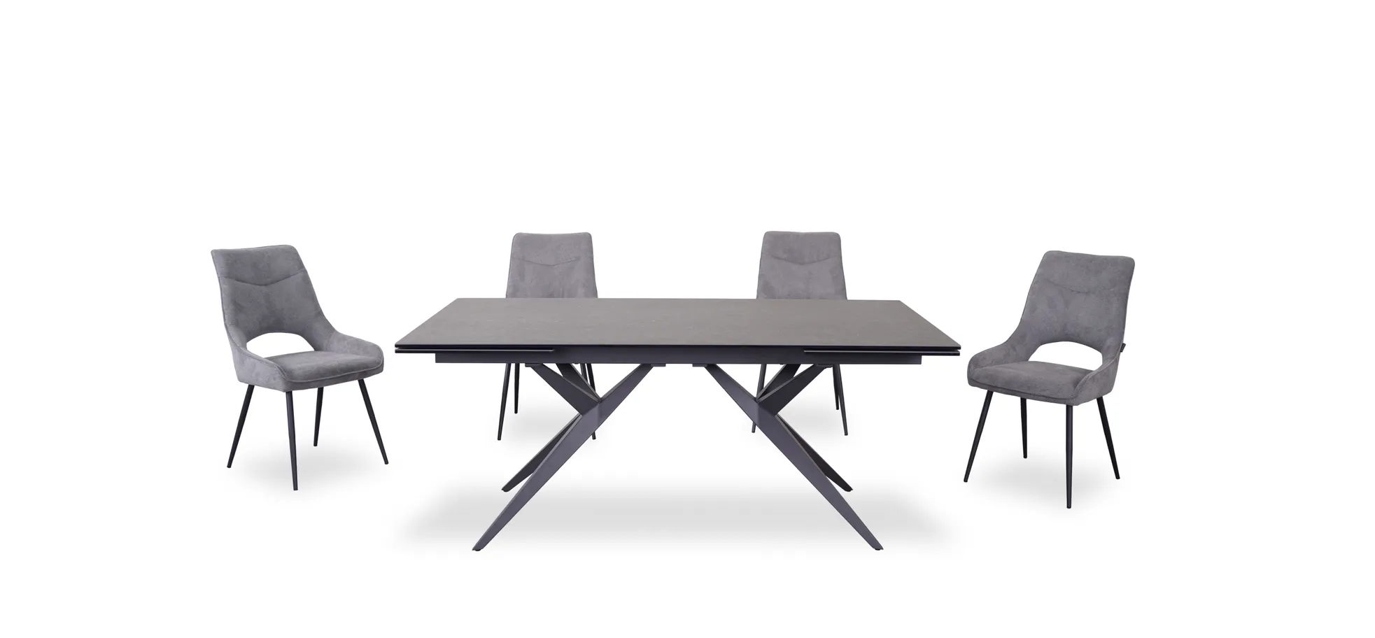 Esstisch, Glaskeramik dunkelgrau, ausziehbar - Michela