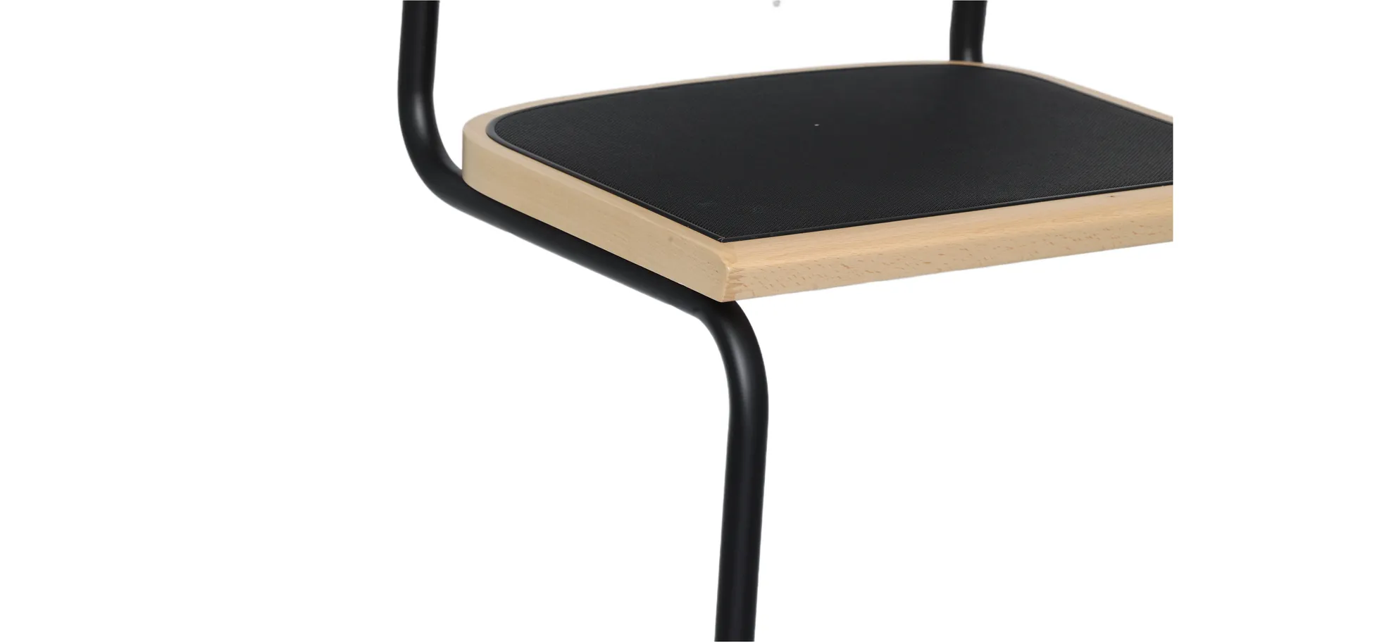 Barhocker - Stoff, Schwarz, Buche natur