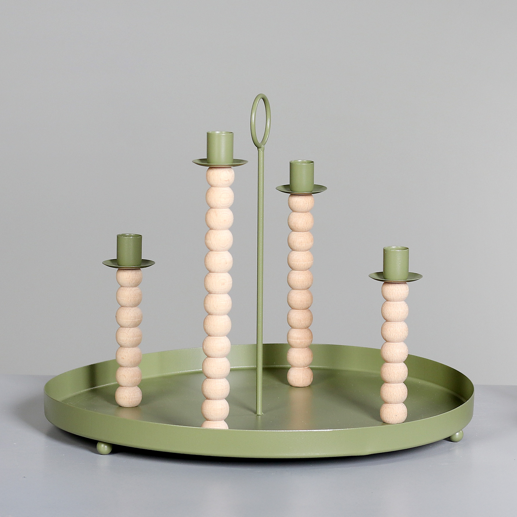 Deko Kerzenhalter für vier Spitzkerzen - grün, 40 cm