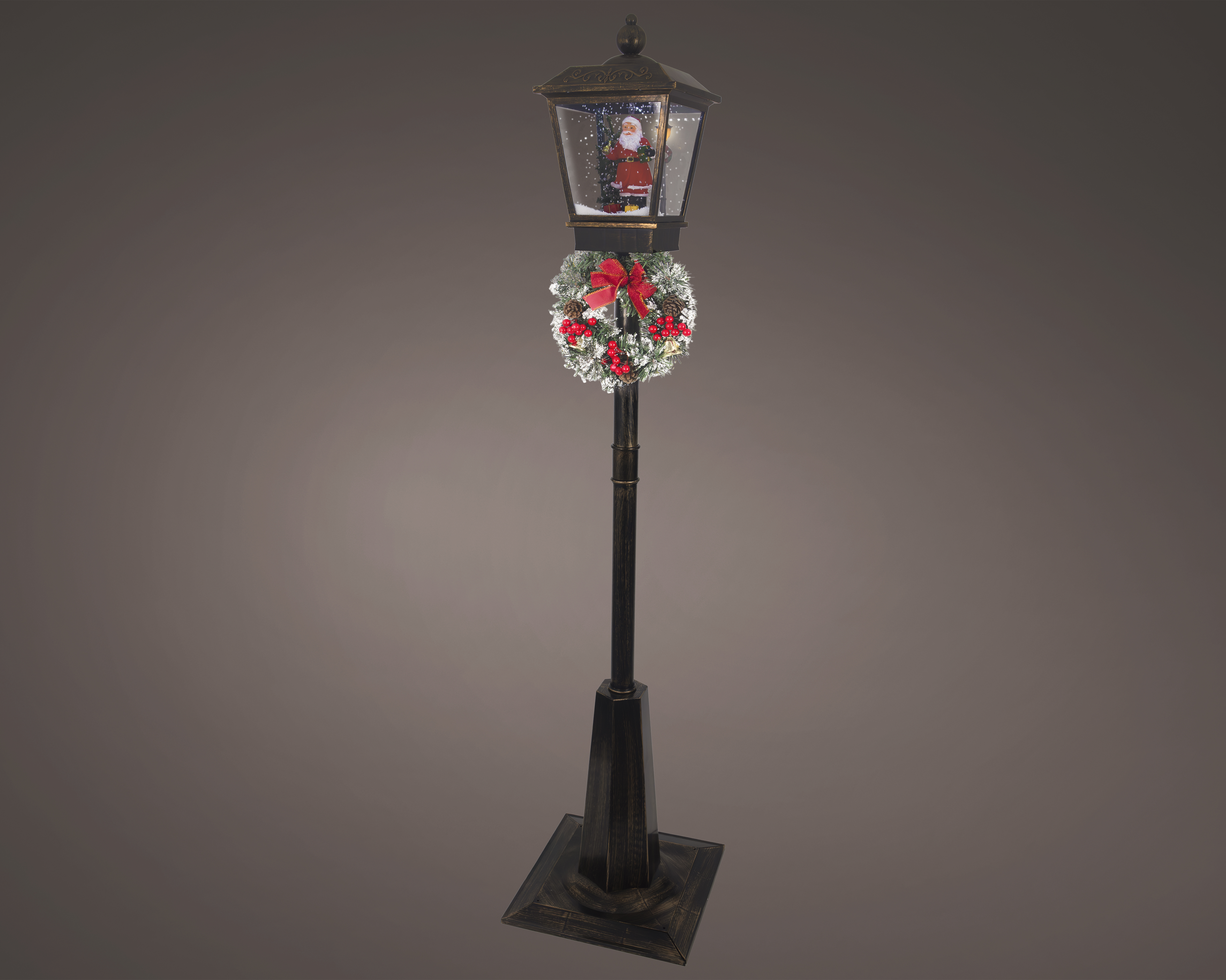LED Stehlaterne Schneegebläse Plastik - braun, L40.00-W40.00-H180.00cm-33L