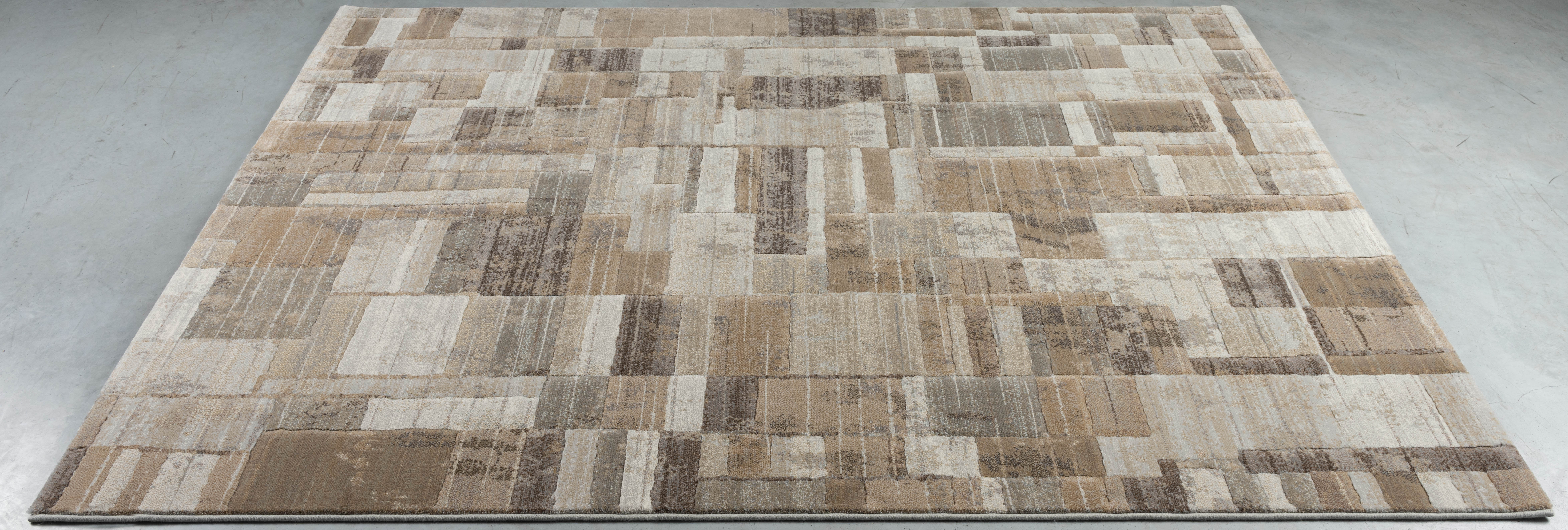 Webteppich, weiß-braun-grau, 160x230 cm - Rargentum