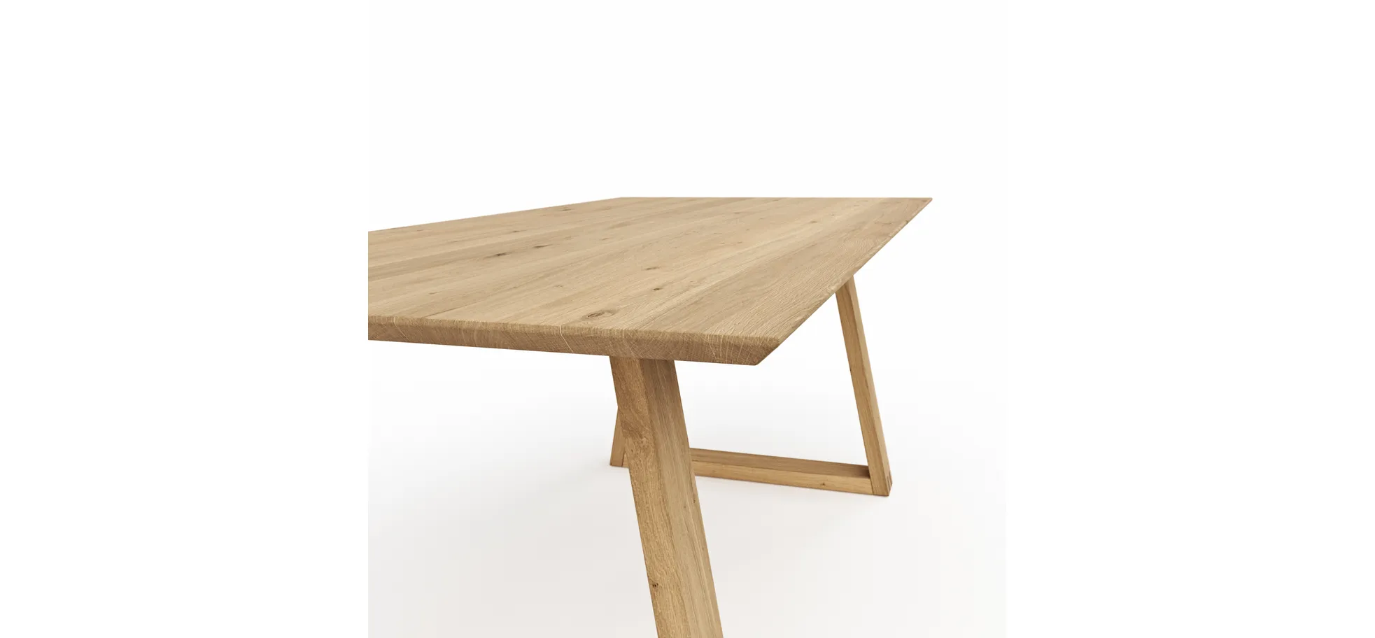 Esstisch Belfast - LB ca. 220x100 cm, Eiche massiv, Legno, Trapezgestell