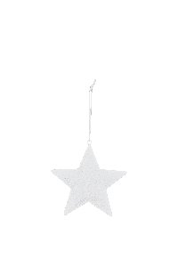 Hänger Stern - weiß-glimmer, 11,5cm