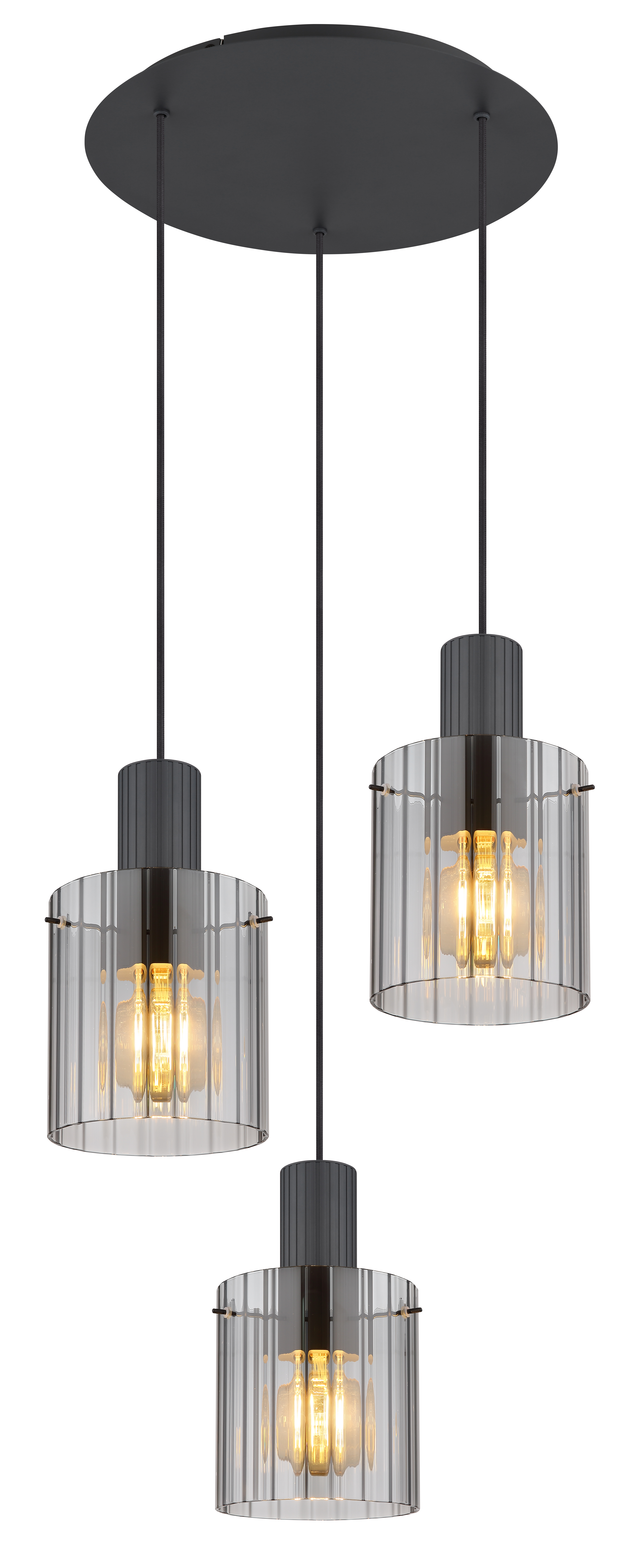 Pendelleuchte Tiril - 3xE27, Metall anthrazit gebürstet, Ø48x150cm