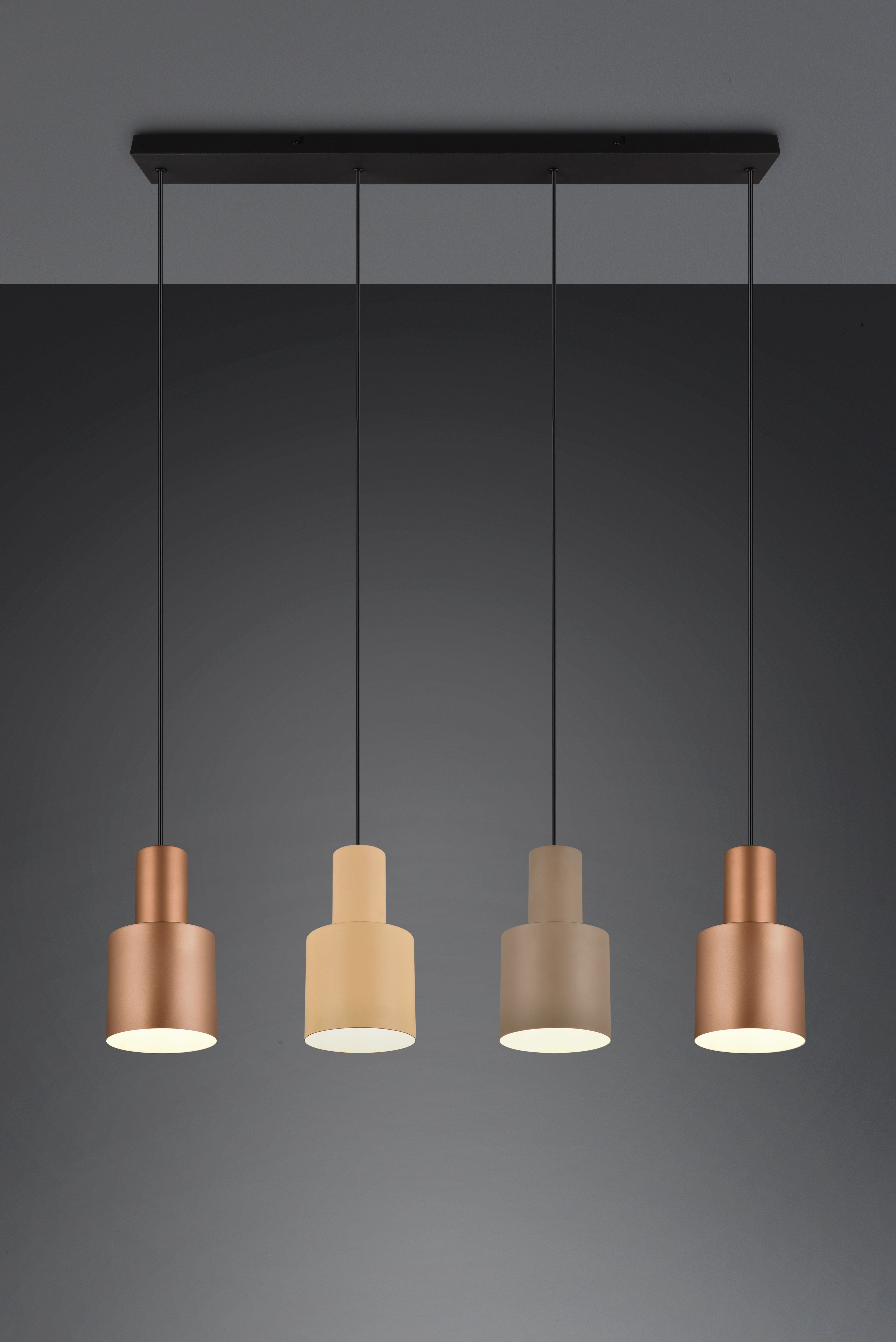 Pendelleuchte AGUDO - 4 Leuchtenschirme in Metall-Finish