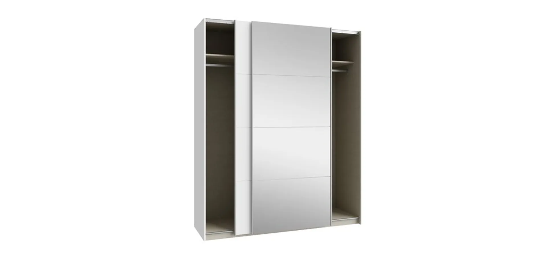 Schwebetürenschrank FREDDY 2- B ca. 170 cm, Weiß, Spiegel