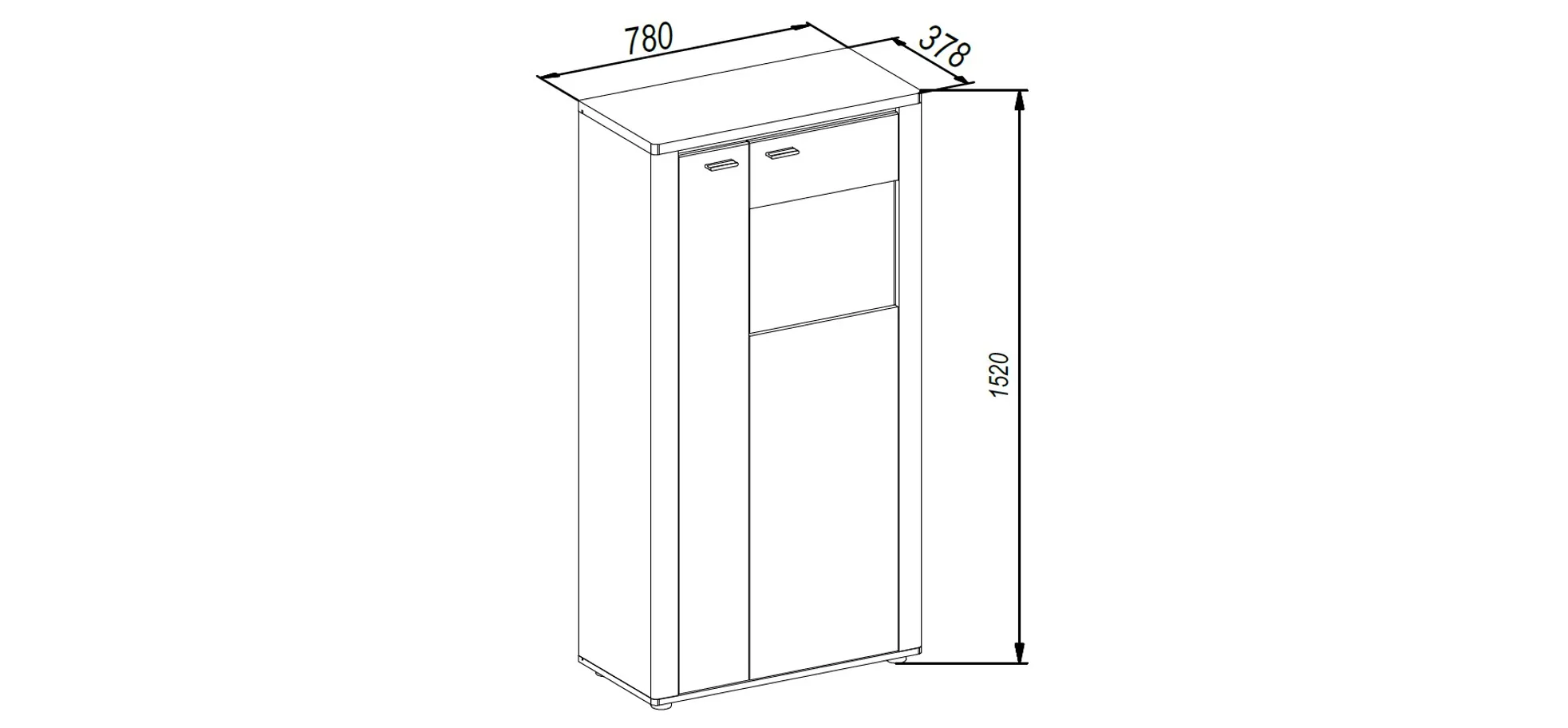 Highboard - mit Beleuchtung, B ca. 78 cm, Eiche Nachbildung, Eiche dunkel Nachbildung