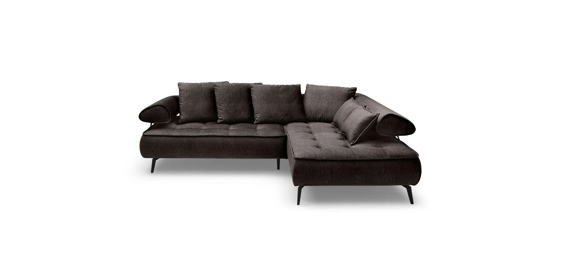 Ecksofa - 2-Sitzer, Ecke rechts inkl. Schlaffunktion, Relaxfunktion, Stoff, Braun