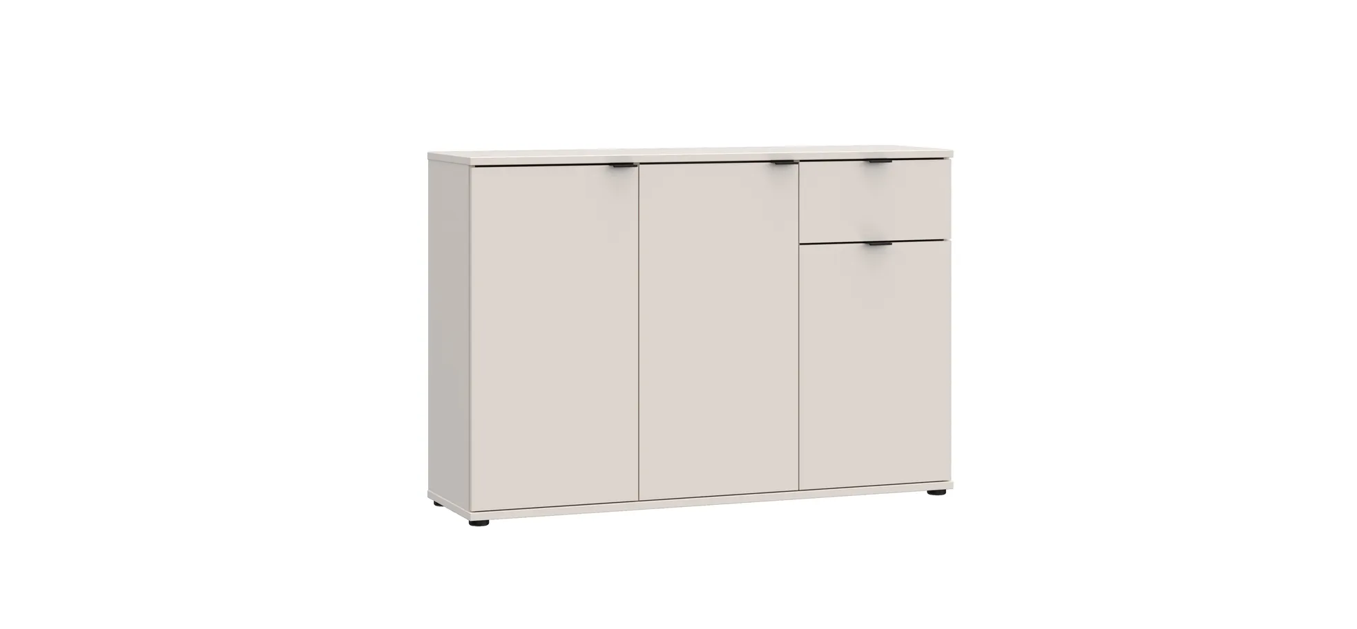 Kommode, Sand, 3 Türen, 1 Schub - Finella