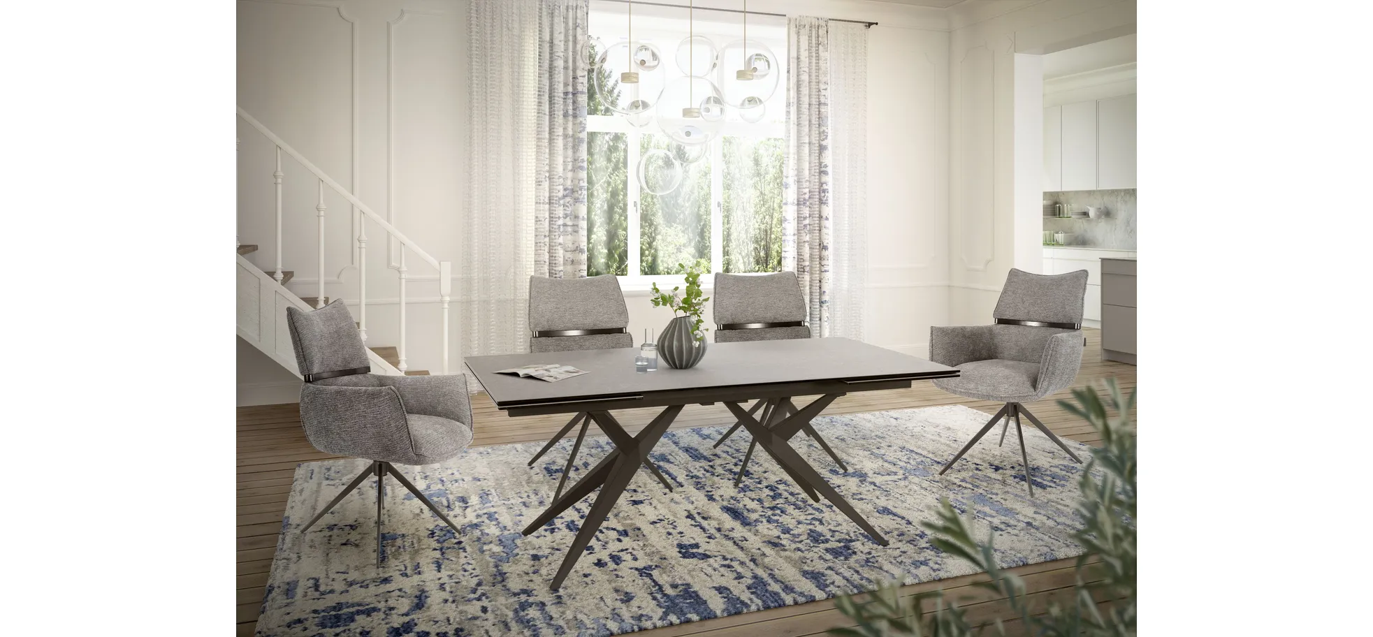 Stuhl, Bezug grau, drehbar 360° autoreturn - Marja