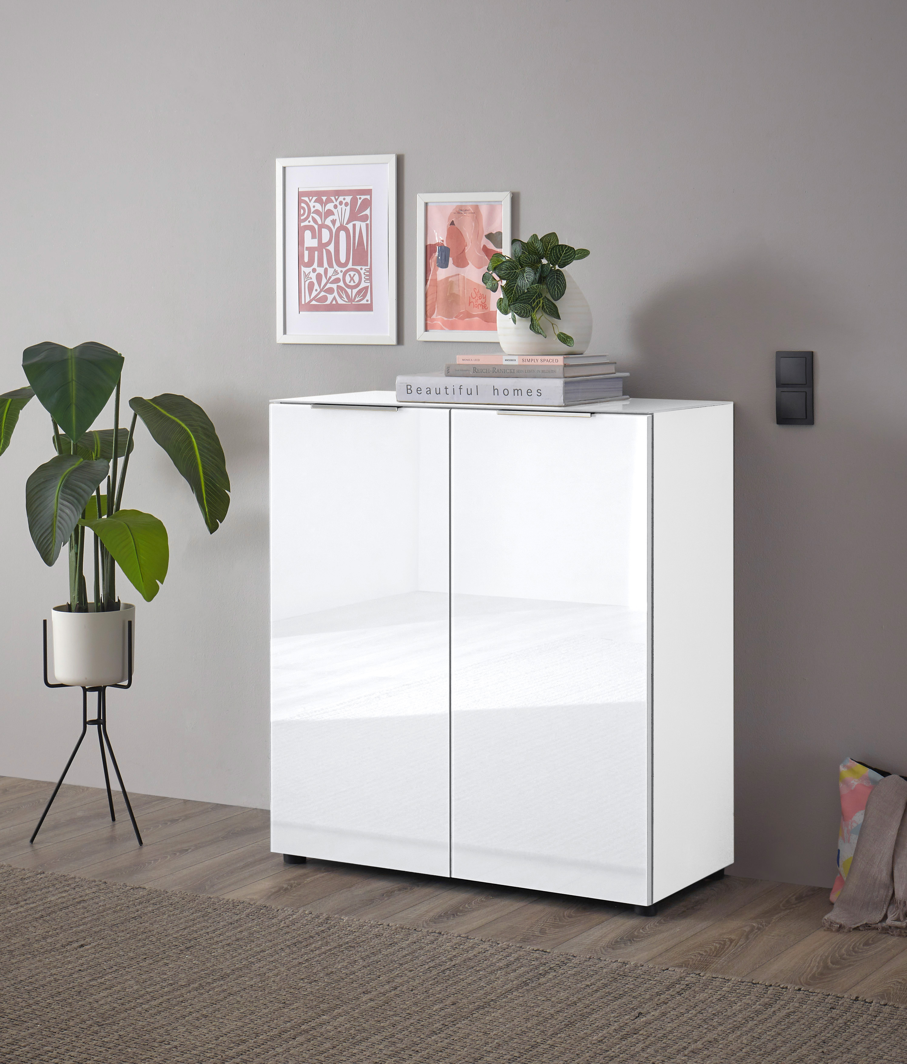 Kommode 1, weiß mit Glas - MyStyle 2044