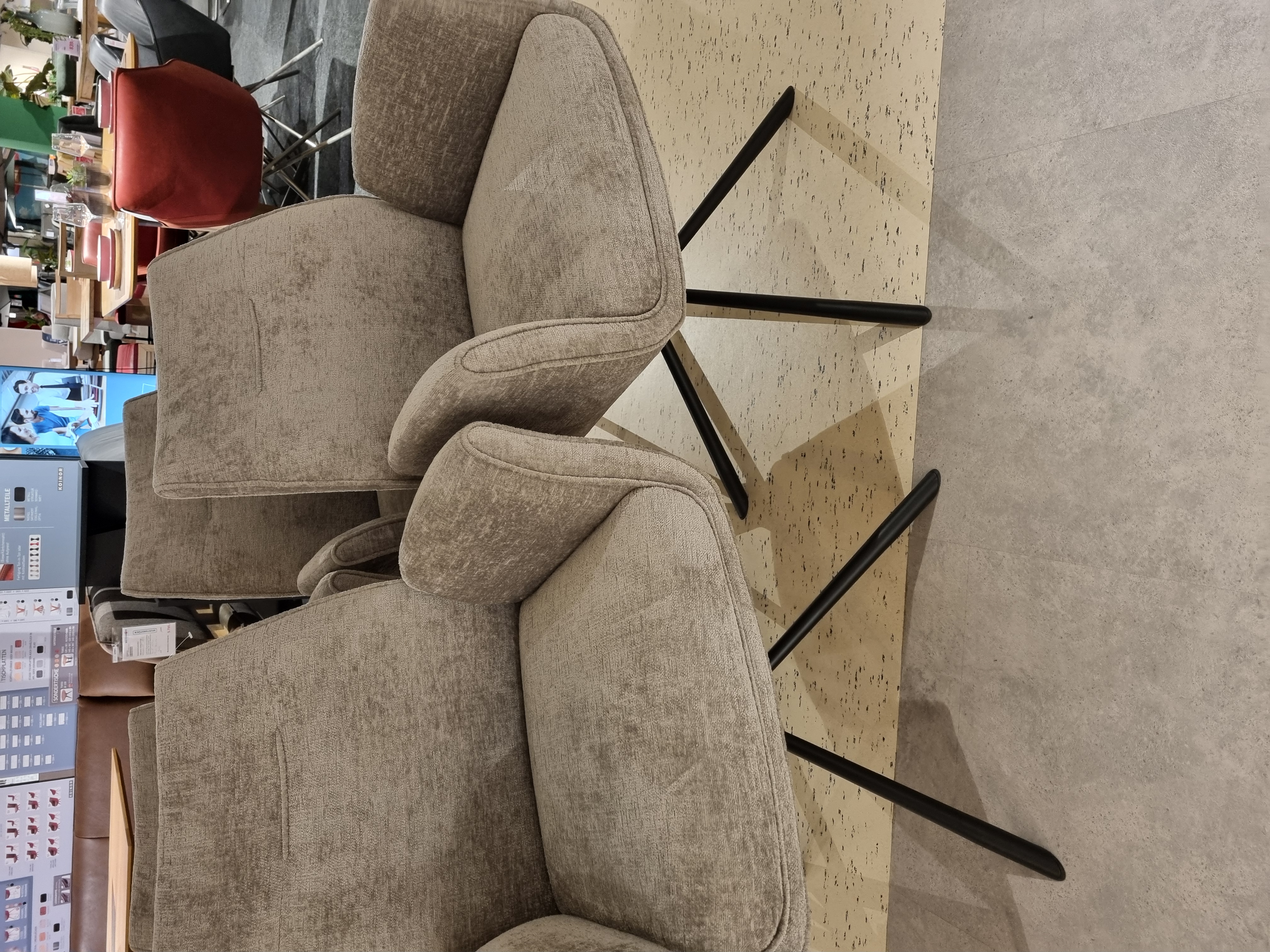 Armlehnstuhl, Stoff taupe, 4er Set  - Mykon 993