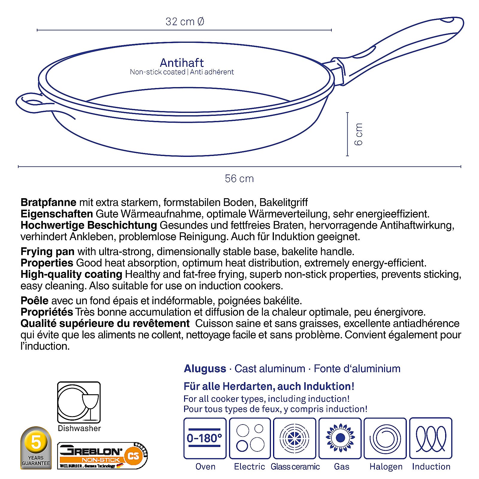 Pfanne Ø32 cm Aluguss - KERROS
