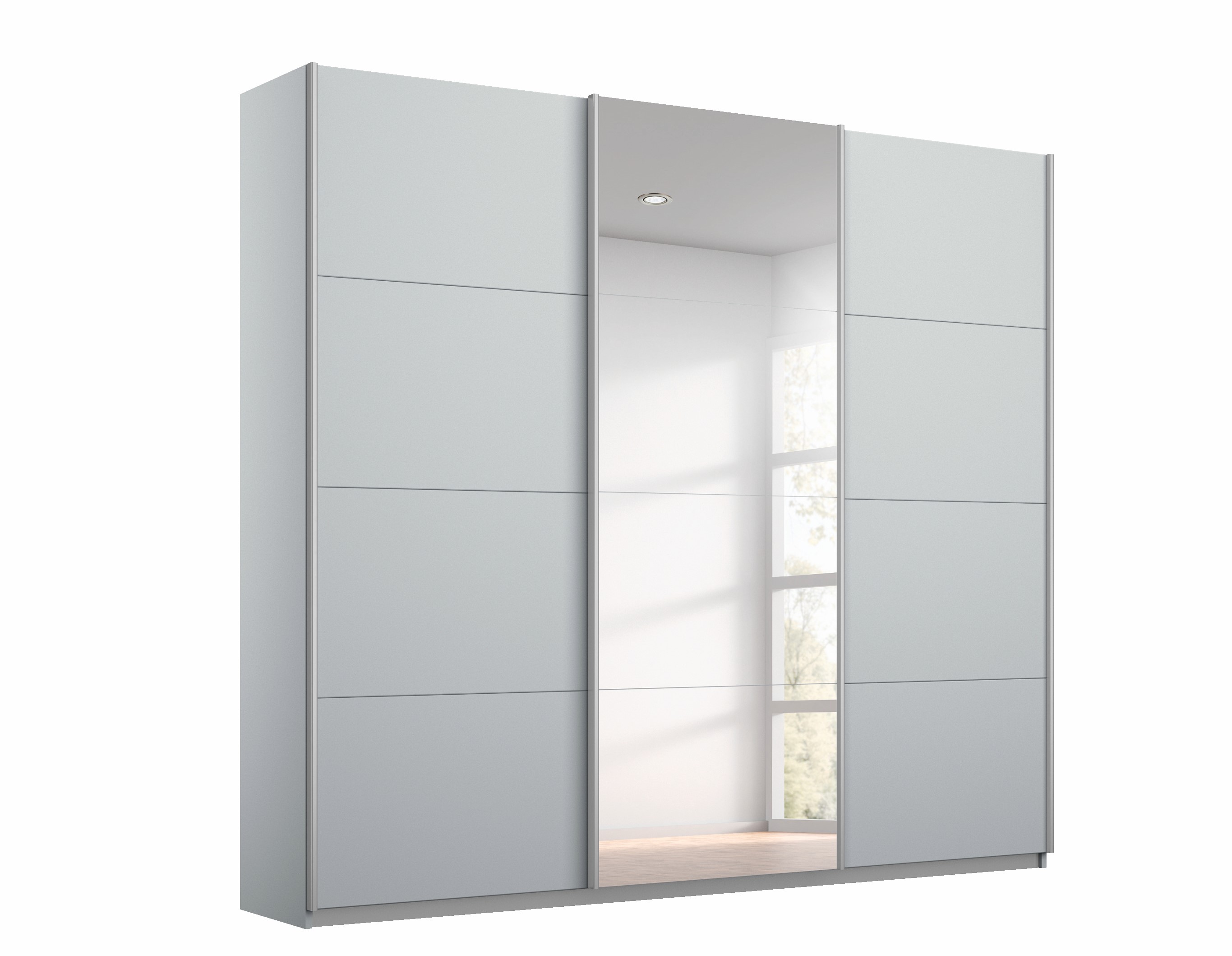 Schwebetürenschrank, seidengrau - Rivasa/Raila