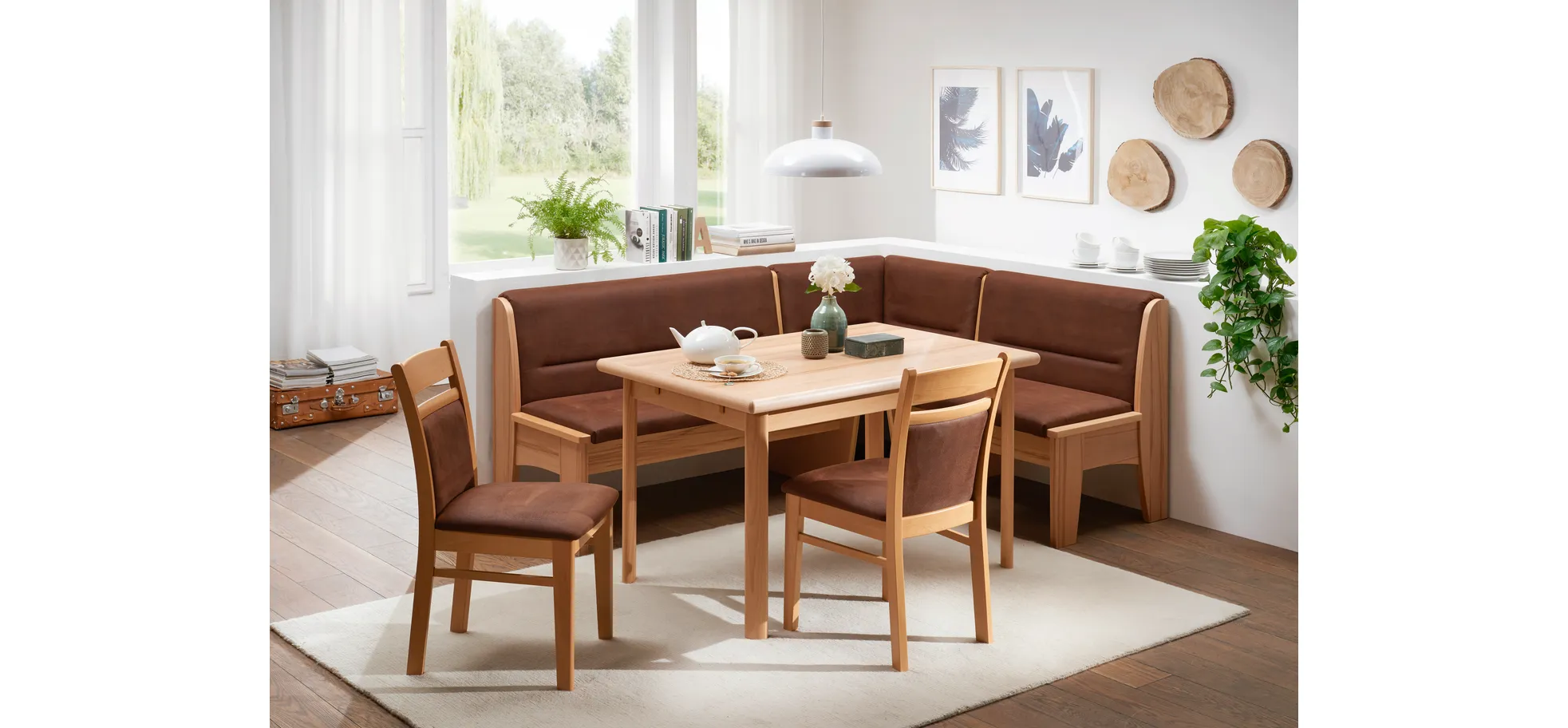 Eckbank - BT ca. 196x156 cm, Polyester, Braun