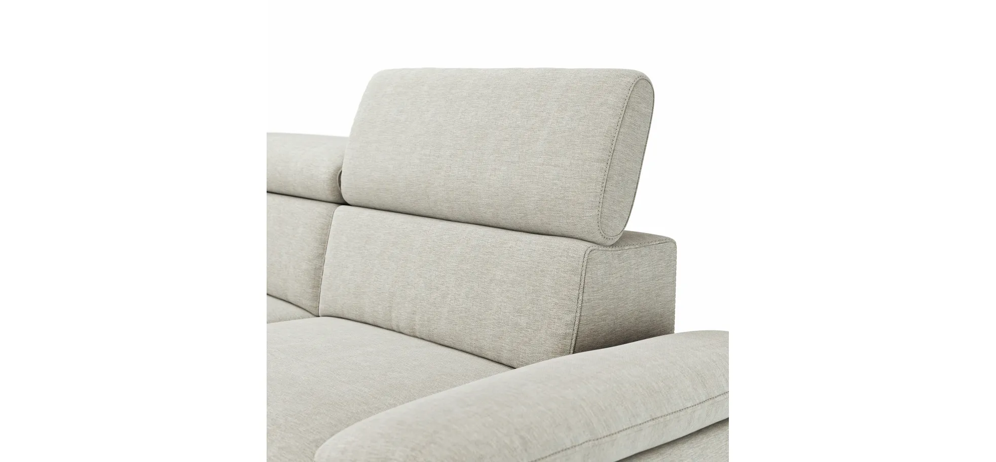 Ecksofa Felipa - Longchair links mit 2,5-Sitzer inkl. Armlehne verstellbar und Rückenlehne/Sitztiefe verstellbar (motorisch), Stoff, Natur