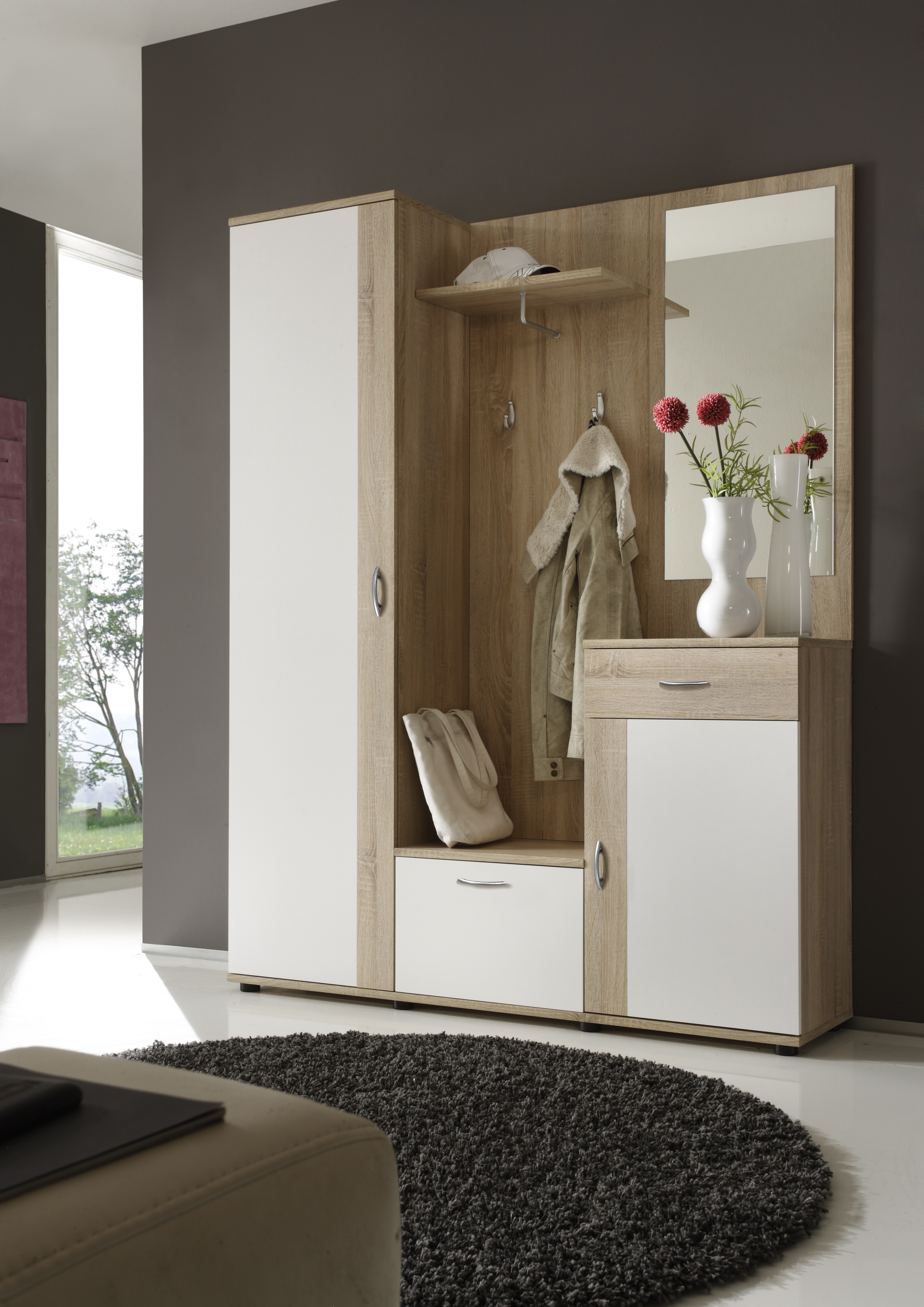 Kompaktgarderobe, Eiche Sonama/weiß - MyTogo629