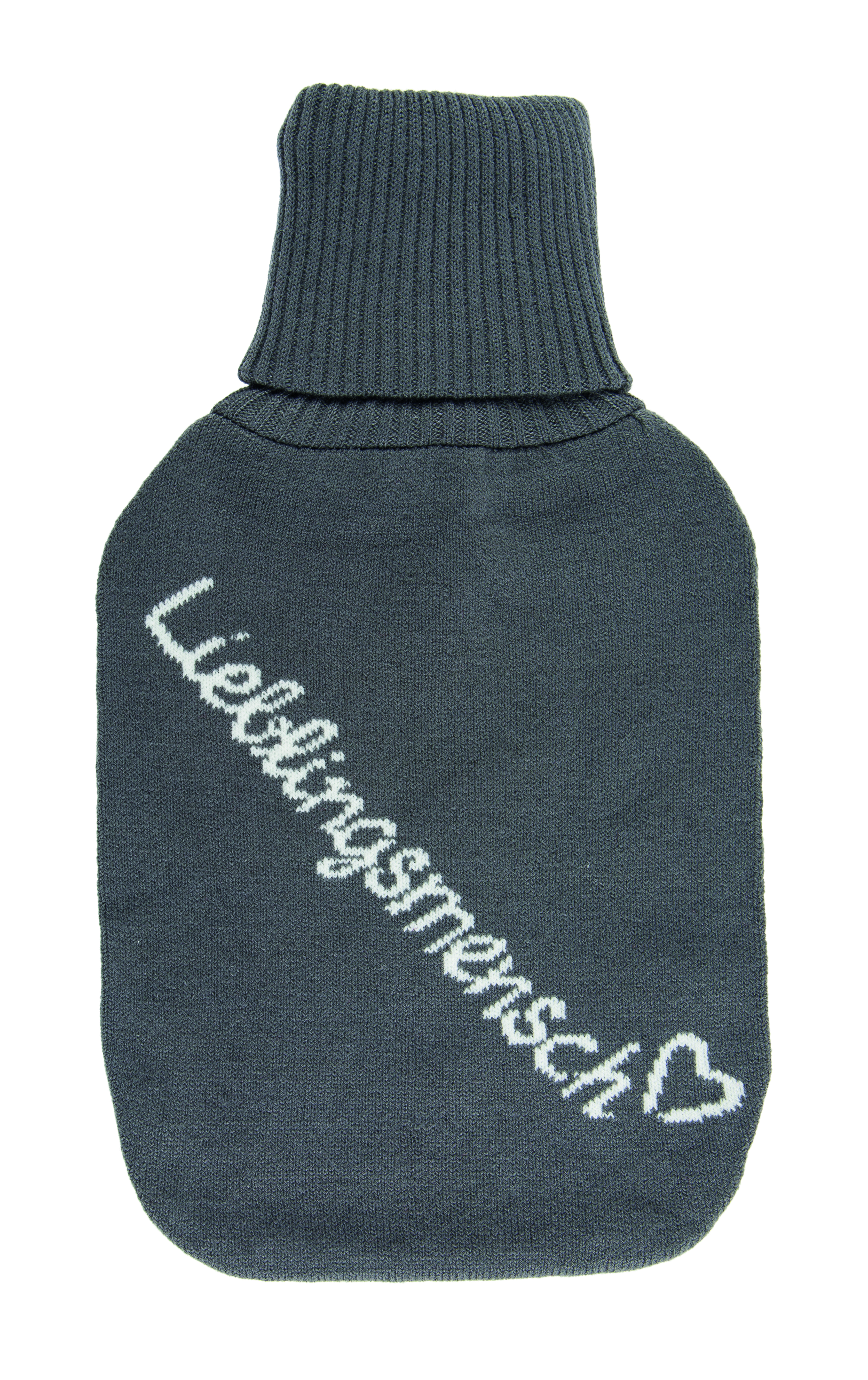 Wärmflasche Lieblingsmensch - 2 L, mit  Polyesterbezug, Grau, 18x34x3cm