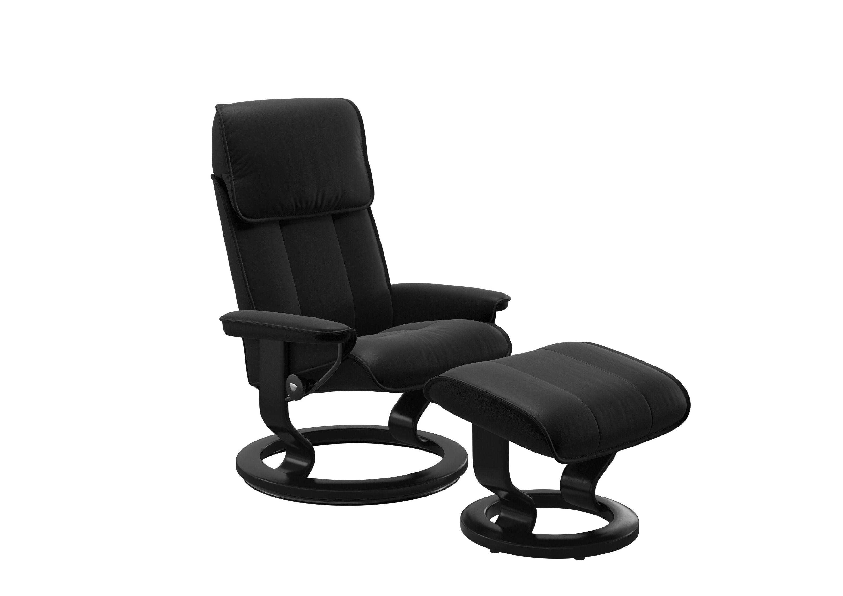 Relaxsessel M mit Hocker, Leder schwarz - Admiral