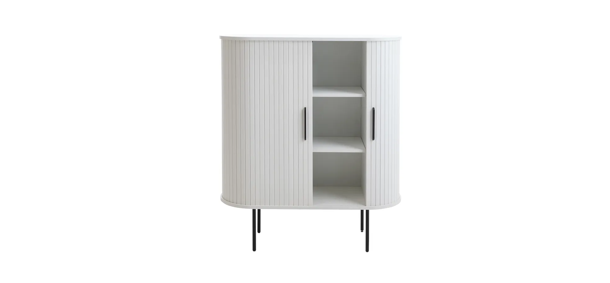 Highboard, Weiß, 2 Lamellenschiebetüren - Uriel