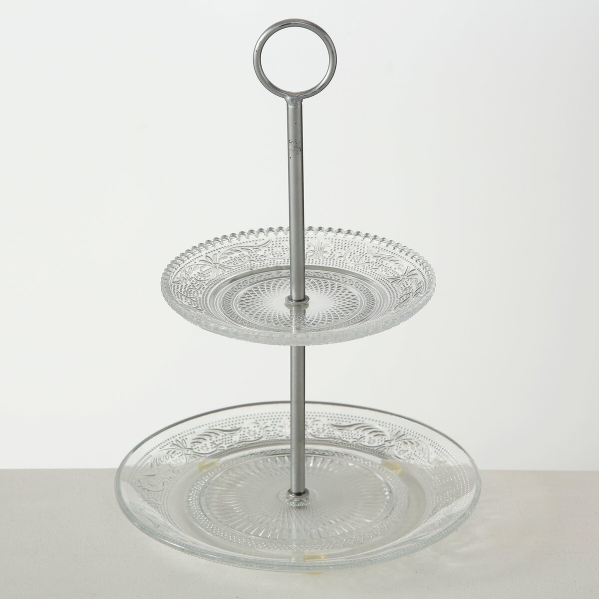 Etagere Relief - H 28,00 cm, Eisen, Klarglas