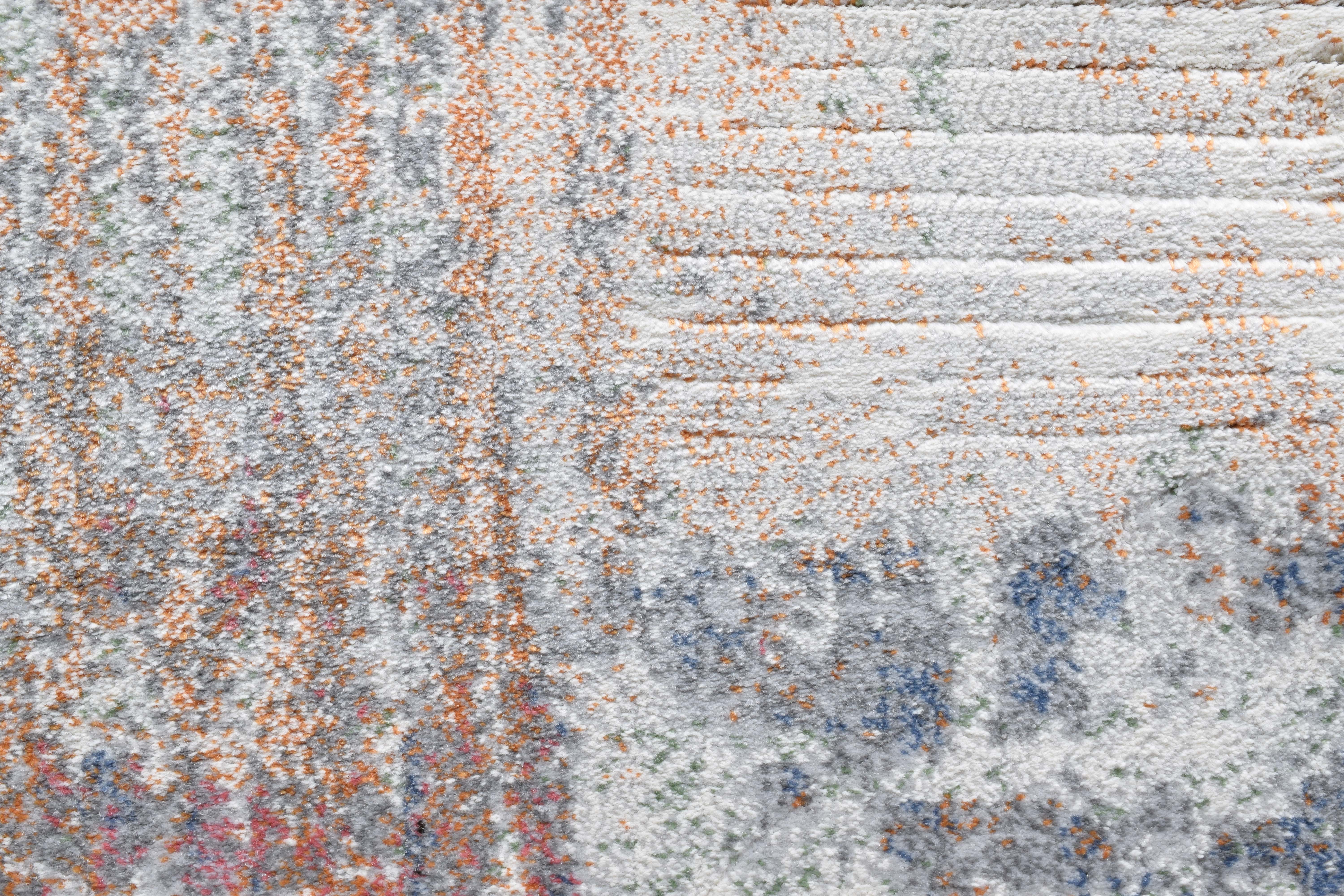 Webteppich, blau-weiß-grau, 133x195 cm - Rargentum