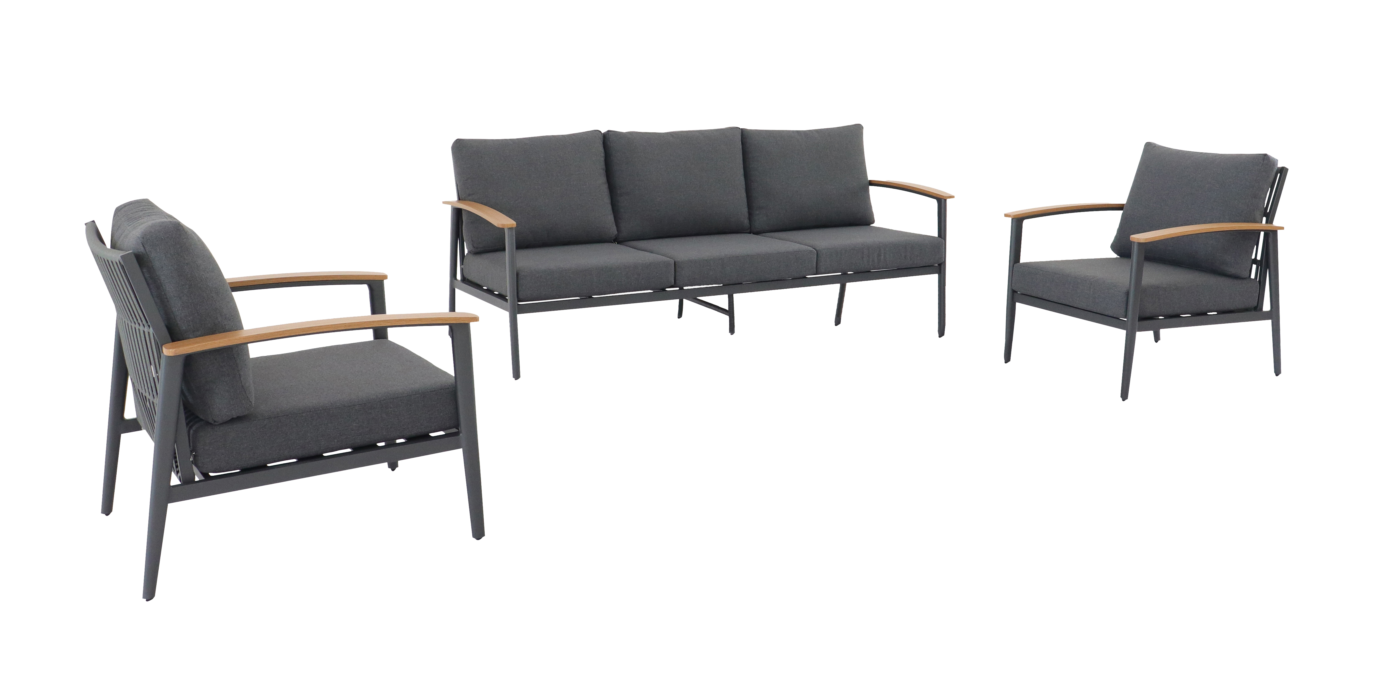 Living Set, Rope-Optik grau, inkl. Kissen - Avento