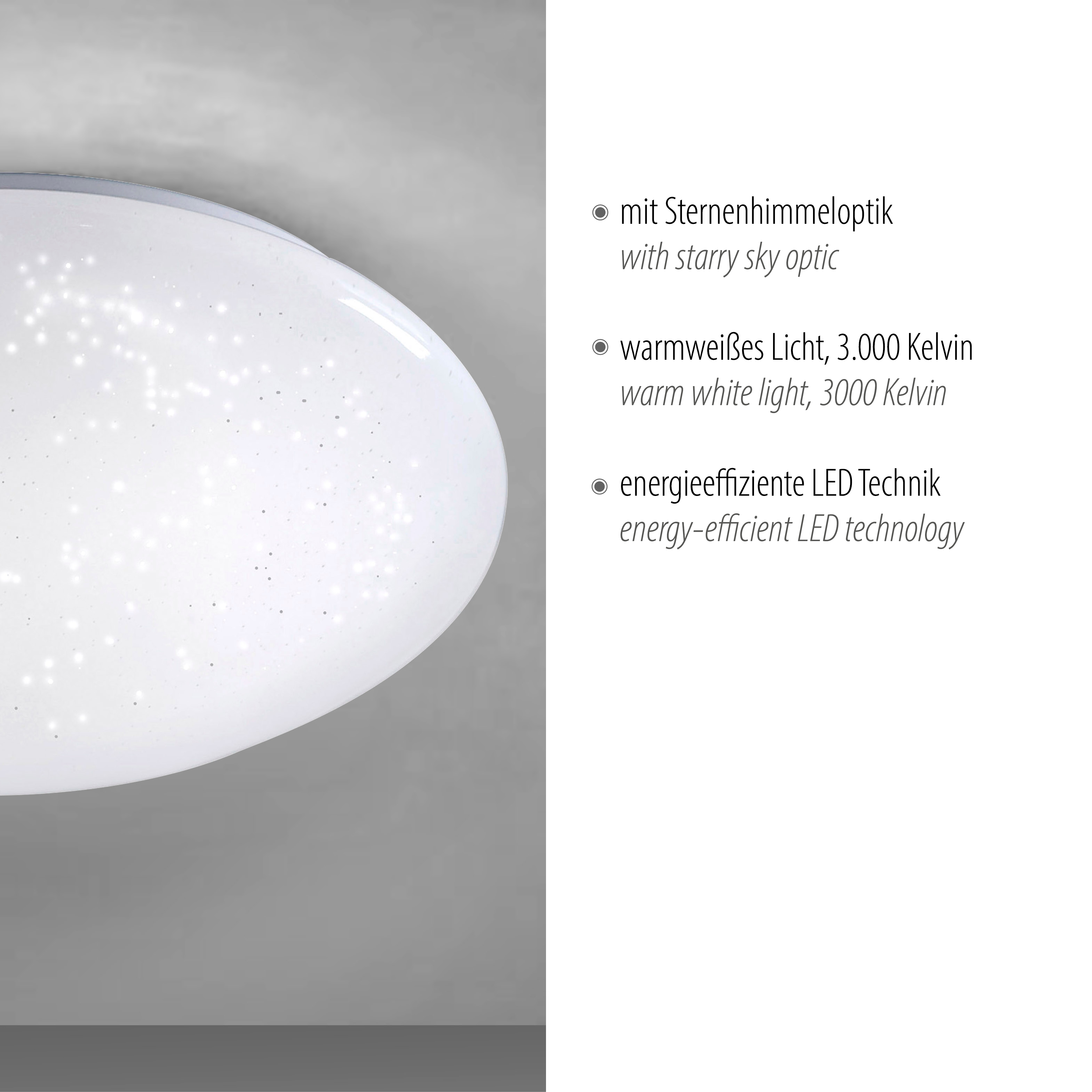 LED Deckenleuchte Skyler, rund,   - Lampe mit Sternenhimmel-Optik
