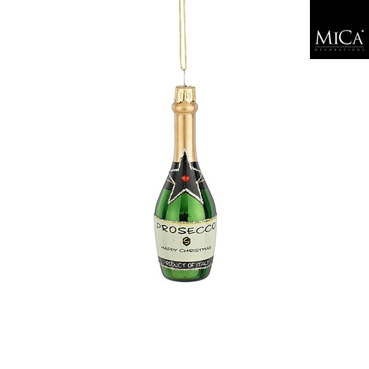 Ornament Weinflasche - grün, h11xd4cm