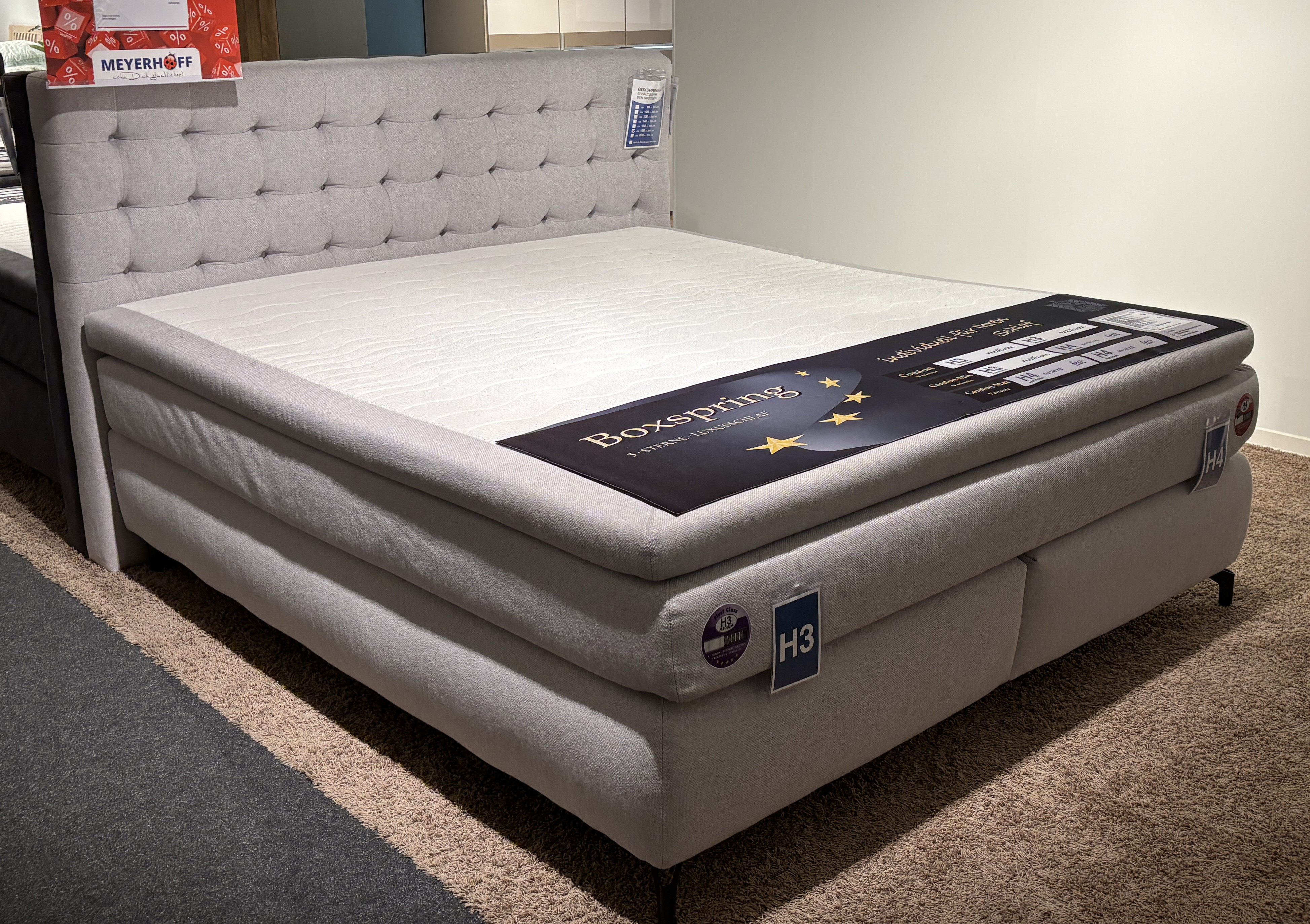 Boxspringbett, Flachgewebe hellgrau - MyTrend213