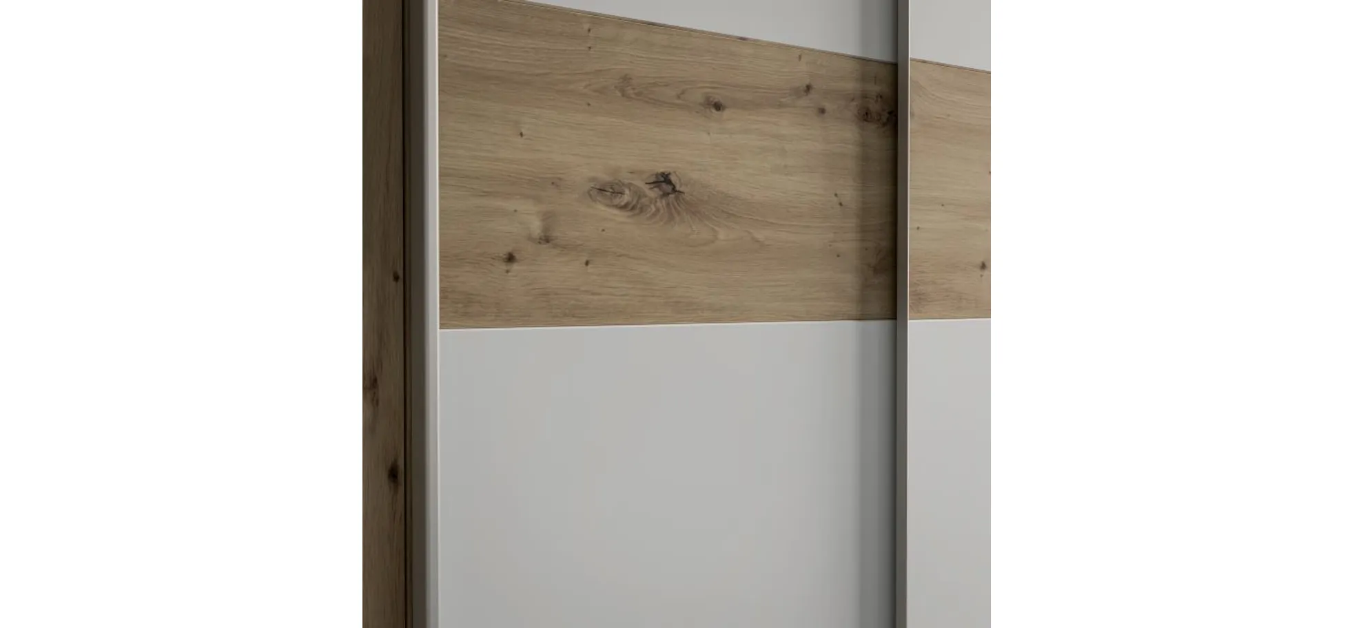 Schwebe-/Drehtürenschrank FENNA - B. ca. 200 cm, Eiche Dekor, Weiß