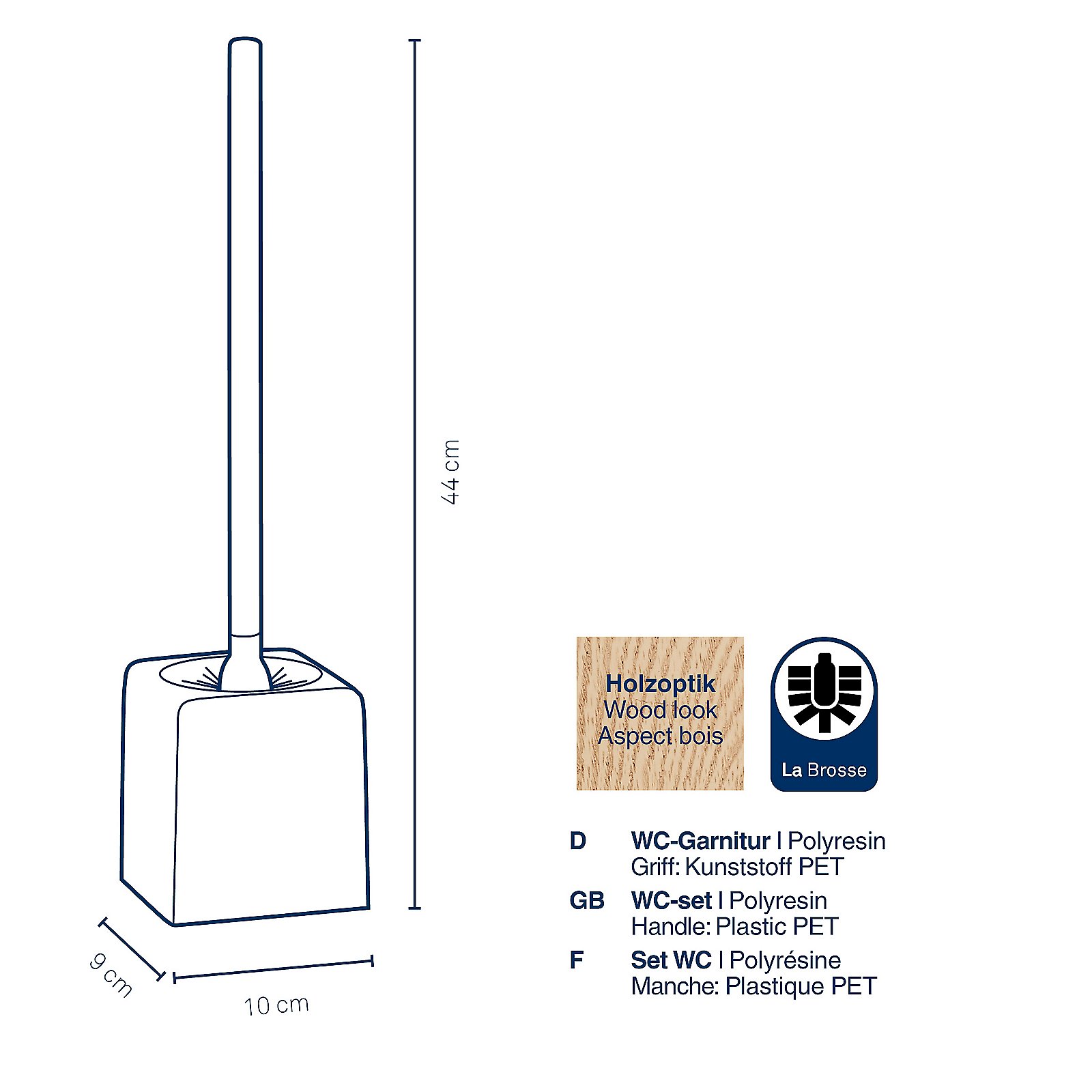 WC-Garnitur Kaiu 9x44x10 cm - Polyresin natur