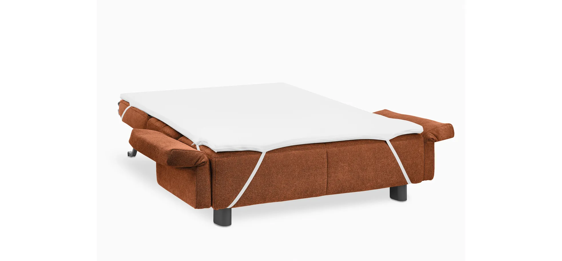  Faltsofa Easy - 2-Sitzer, ca. 140 cm inkl. Schlaffunktion/Topper/Armteil verstellbar, Stoff, Rot
