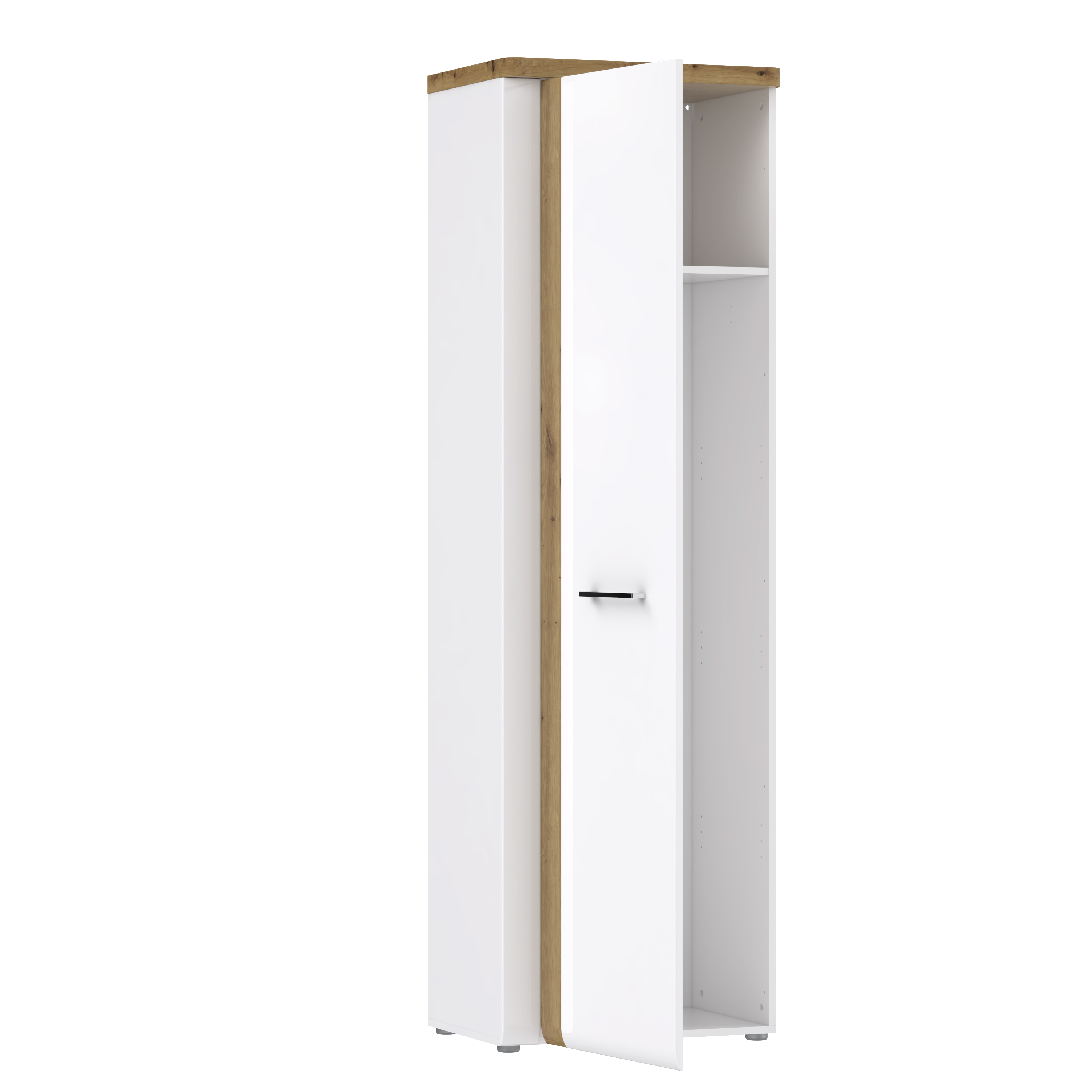 Garderobenschrank, Weiß, Eiche - Ferina