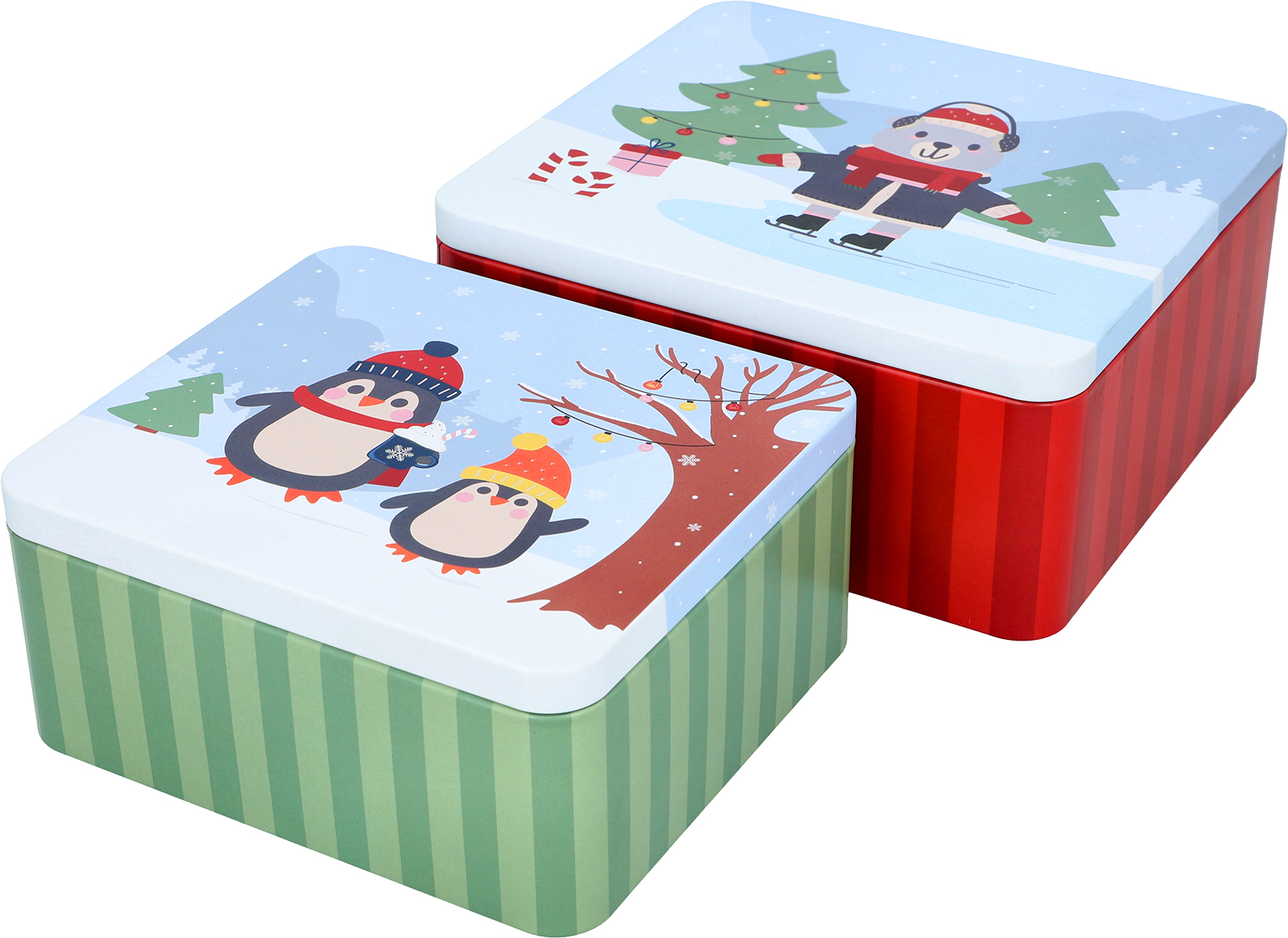 Gebäckdosen-Set 2-Tlg. Winter Market - eckig, Größe L+XL