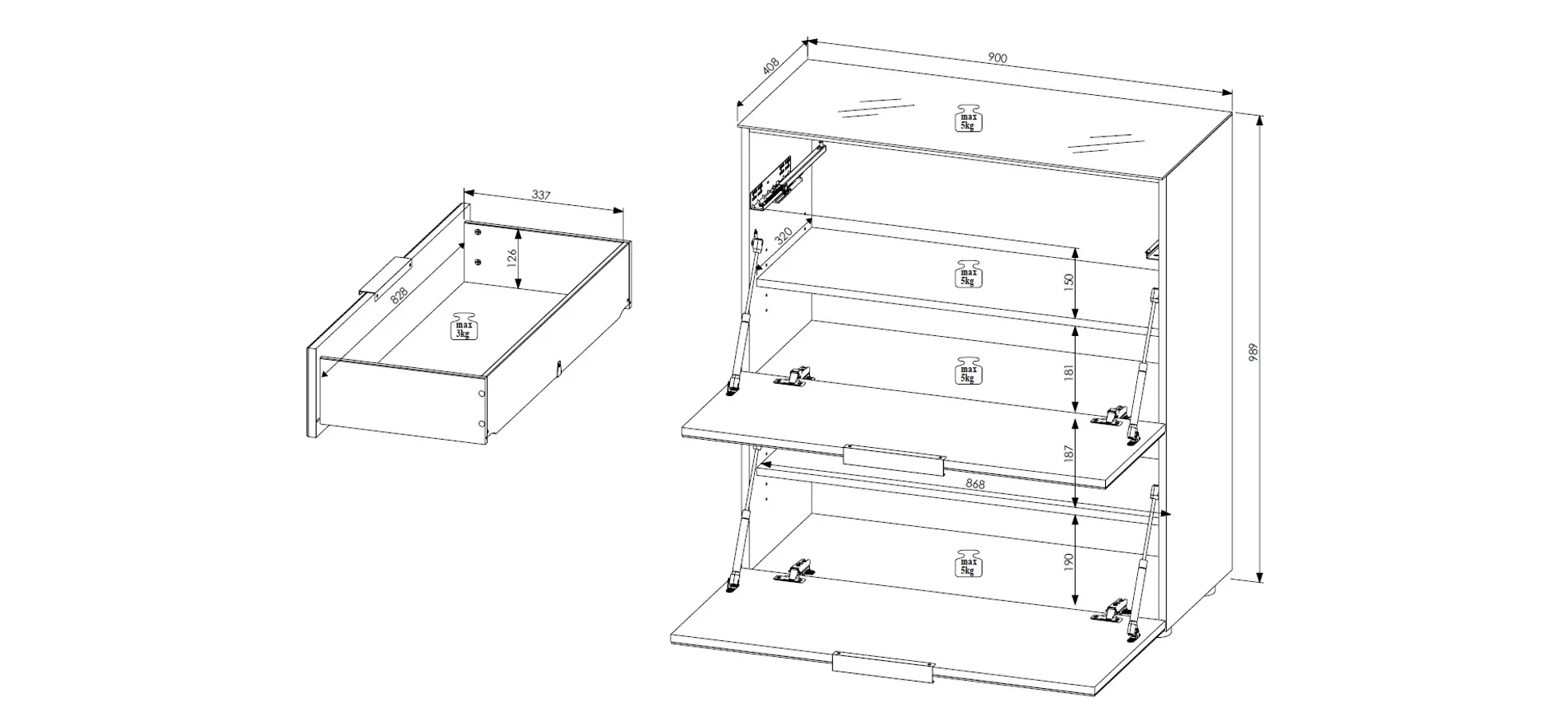 Schuhschrank, weiß - Ilaria