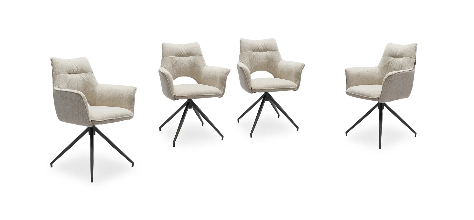 Vierfußstuhl mit Armlehnen, beige, drehbar - Maleen