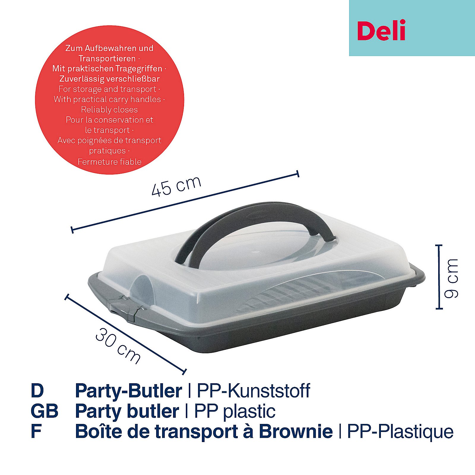 Party-Butler Deli 30x9x45 cm - PP-Kunststoff graphitgrau