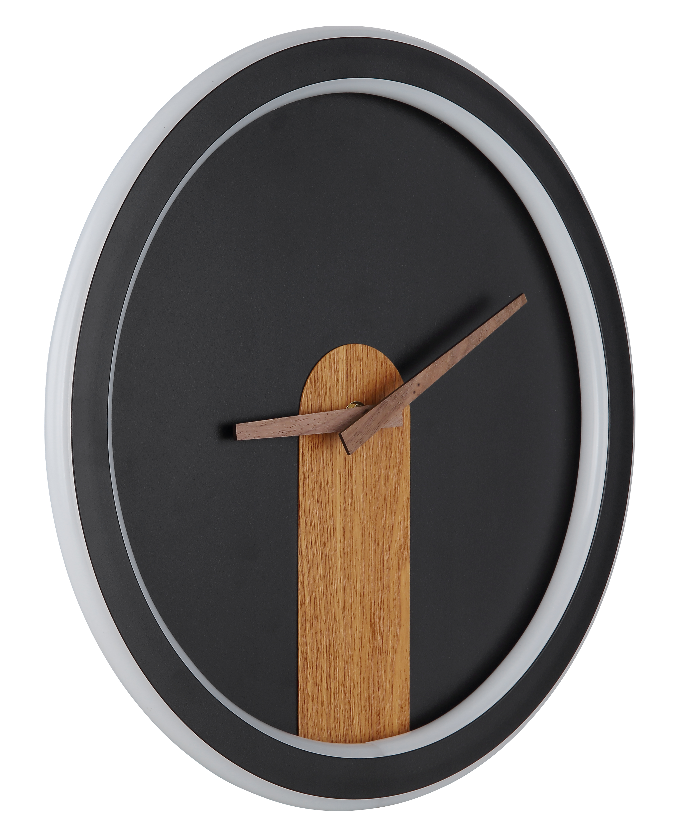 Wanduhr  - schwarz, Metall/Holzoptik