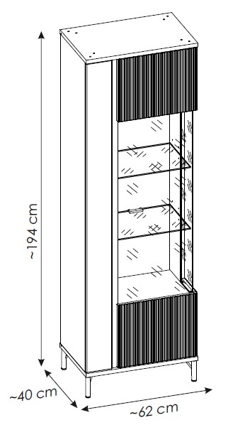 Vitrine, schwarz graphit - Waiola