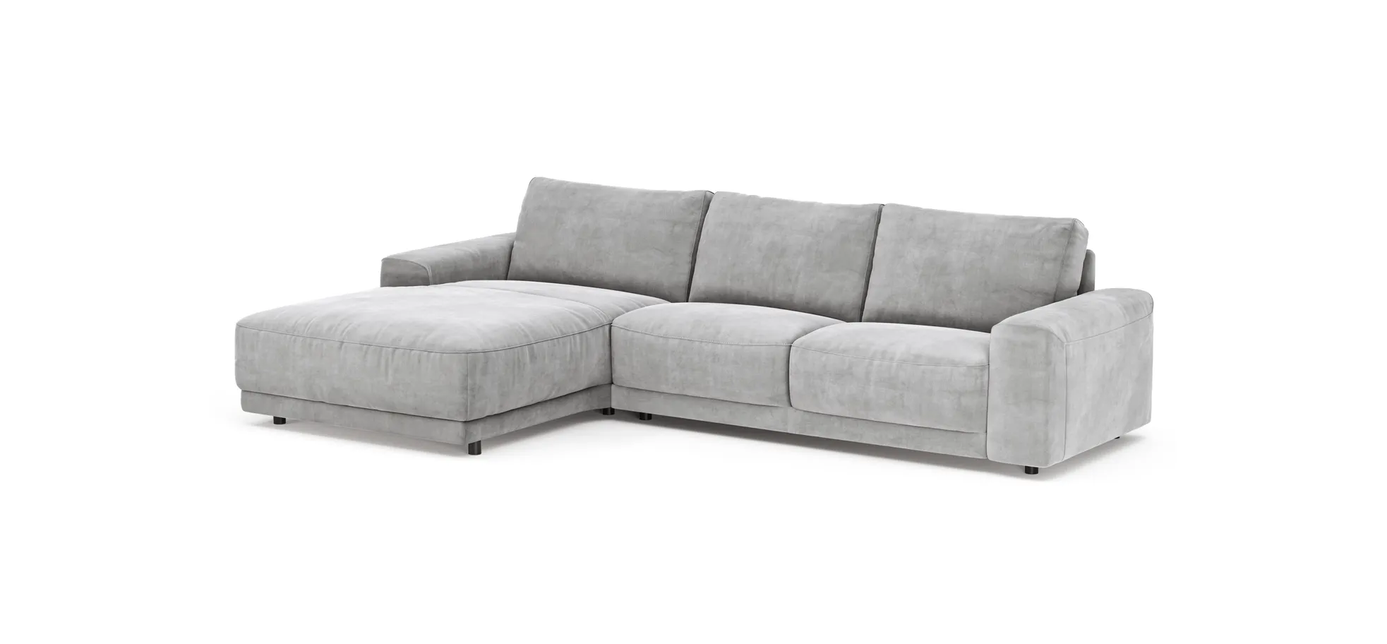 Ecksofa Balok - Longchair groß links mit 2,5-Sitzer, Stoff, Eisengrau