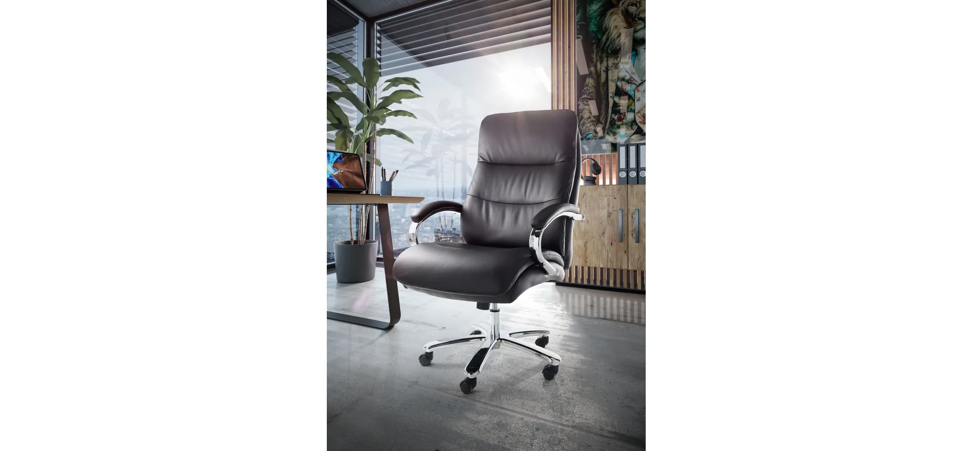 Drehstuhl mit Armlehnen, schwarz - Darian