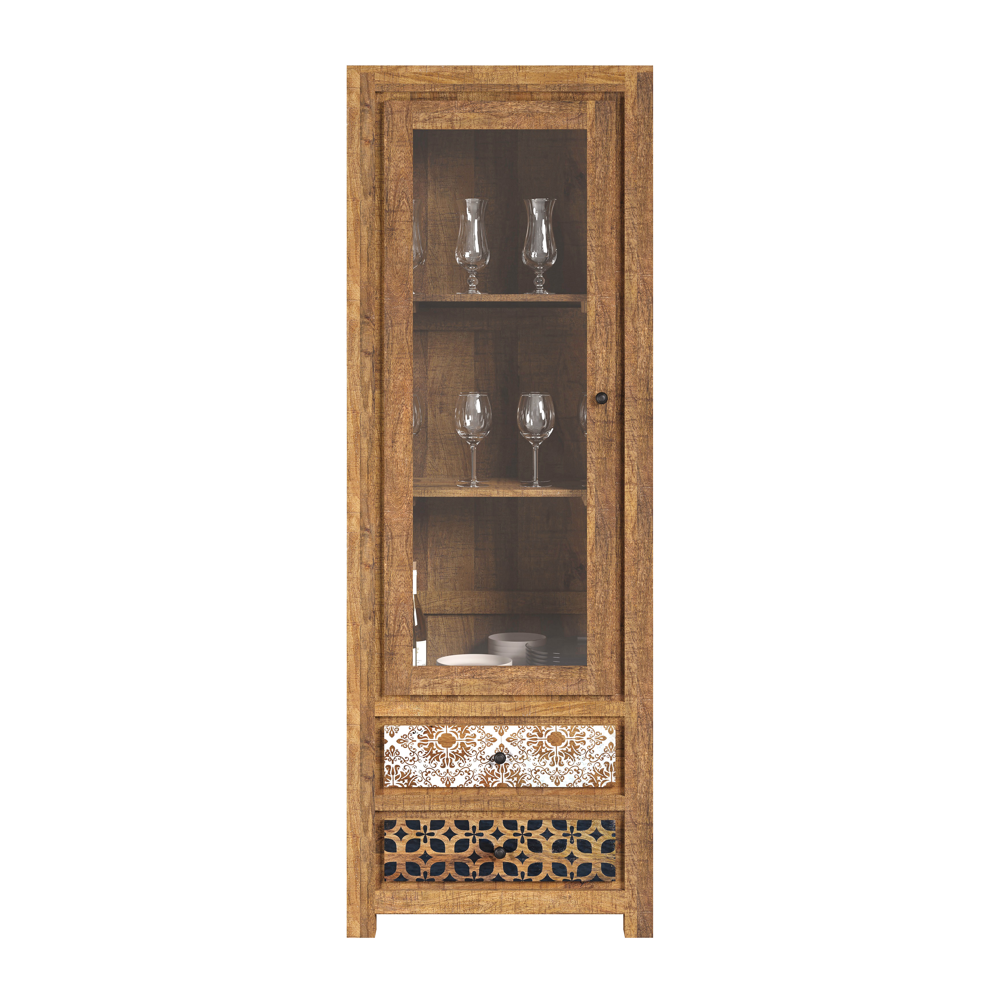 Vitrine, Mangoholz, Links, ca.65cm breit - MyStyle 1008