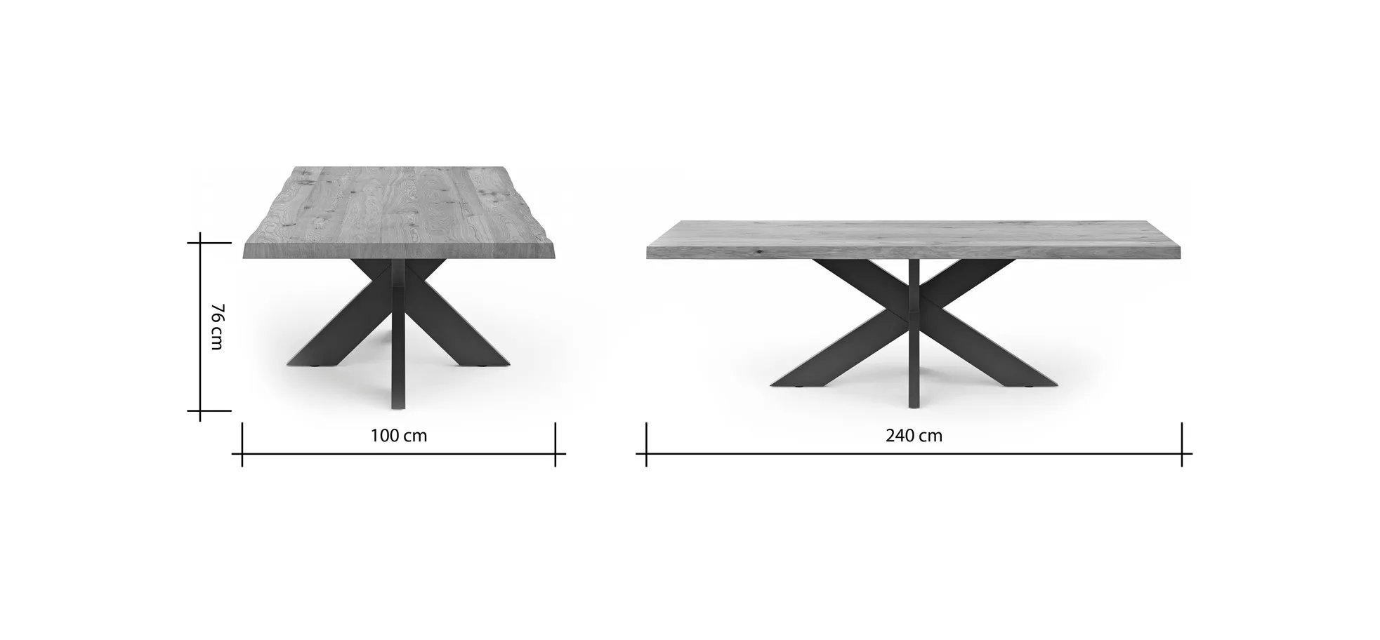 Esstisch Clifton - LB ca. 240x100 cm, Wildeiche massiv