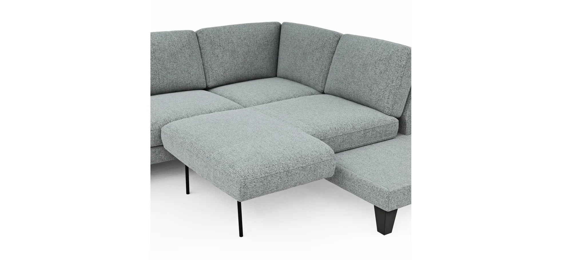 Ecksofa Oviedo - 2,5-Sitzer mit Ecke rechts inkl. Drehsitz, Stoff, Hellgrau
