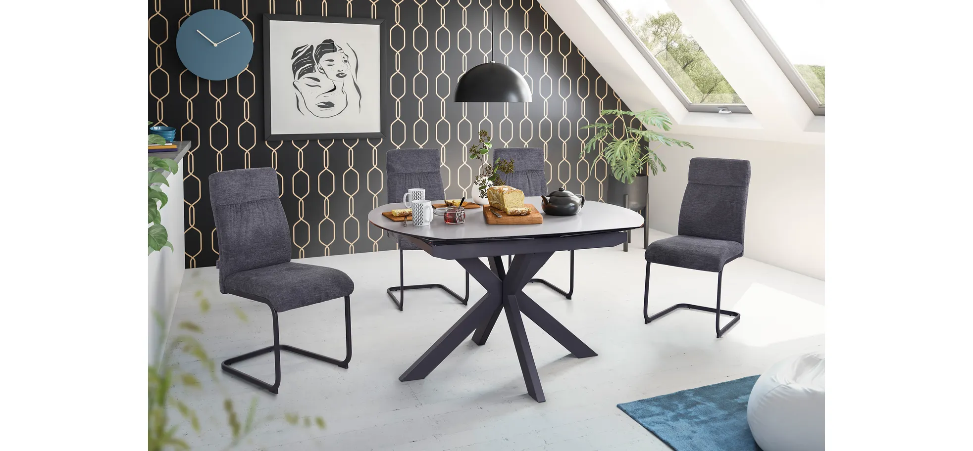 Schwingstuhl, Stoff anthrazit - Maida