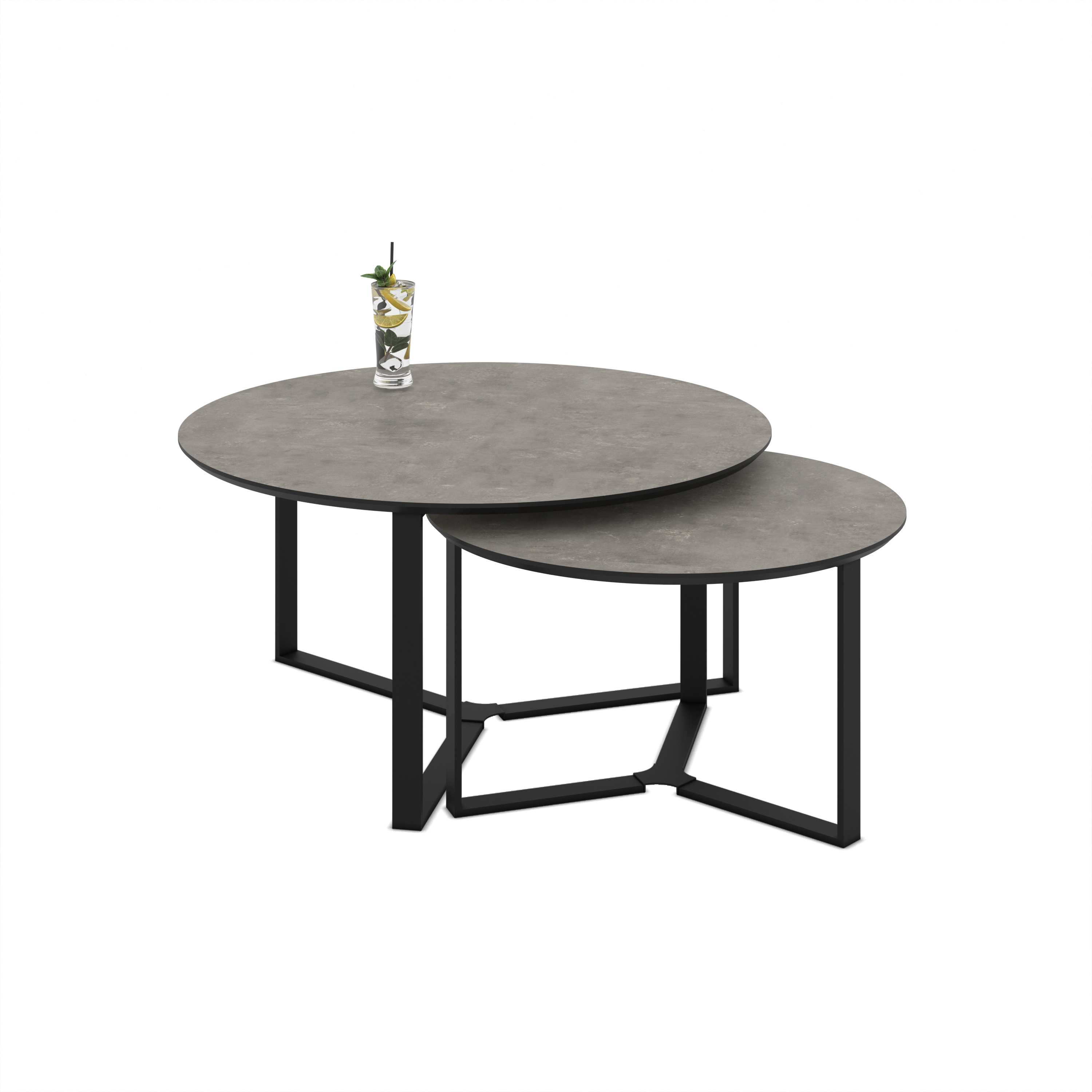 Couchtisch, 2-er Set, betonoptik dunkel - MyStyle 1030